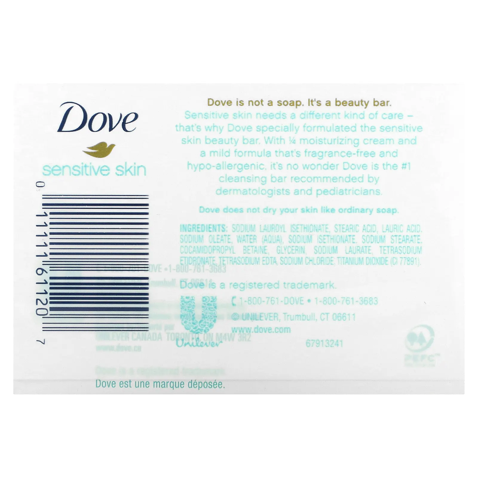 Dove, Мыло Beauty Bar, для чувствительной кожи, 2 шт., 106 г (3,75 унции)