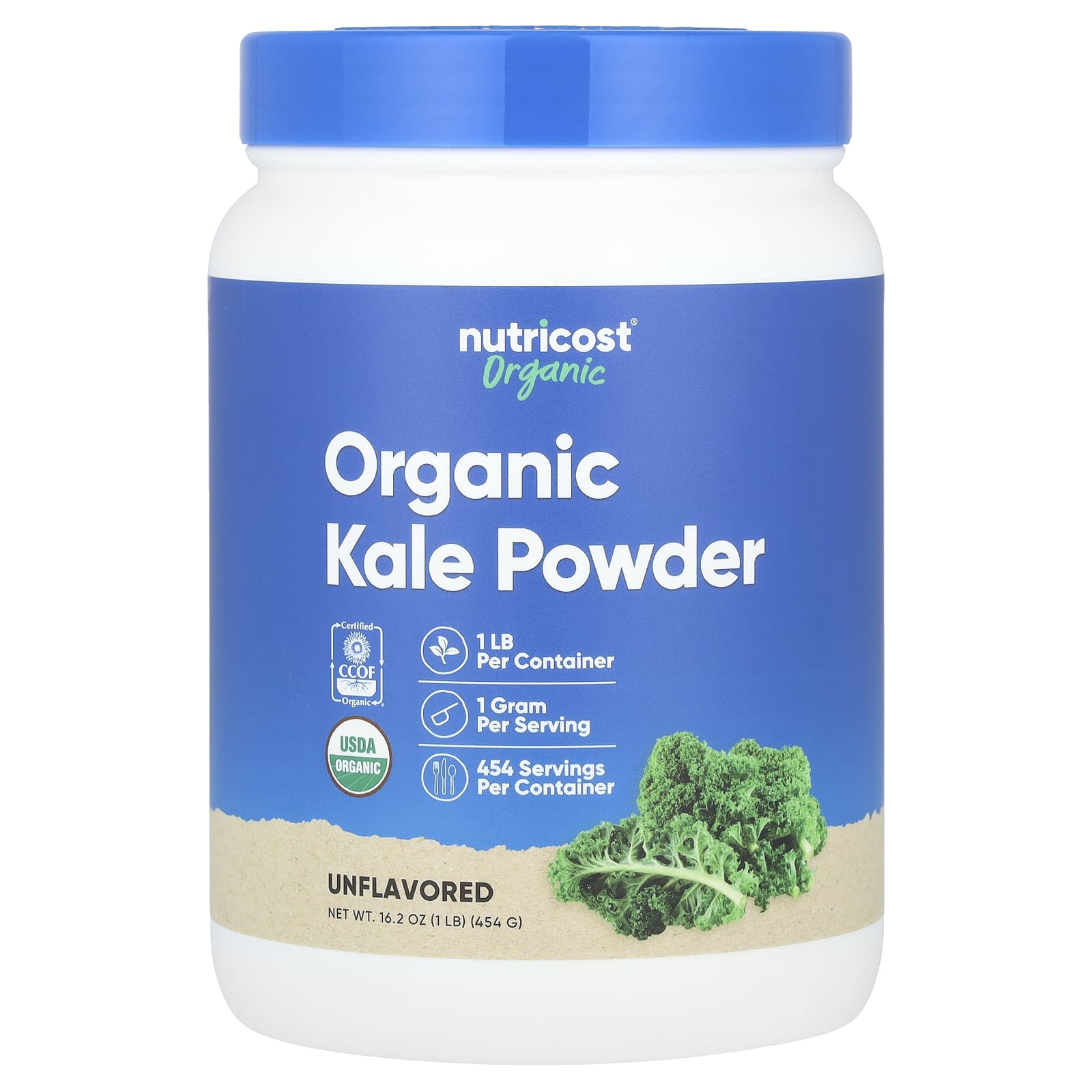 Nutricost, Органическая кудрявая капуста в порошке, без добавок, 454 г (1 фунт)