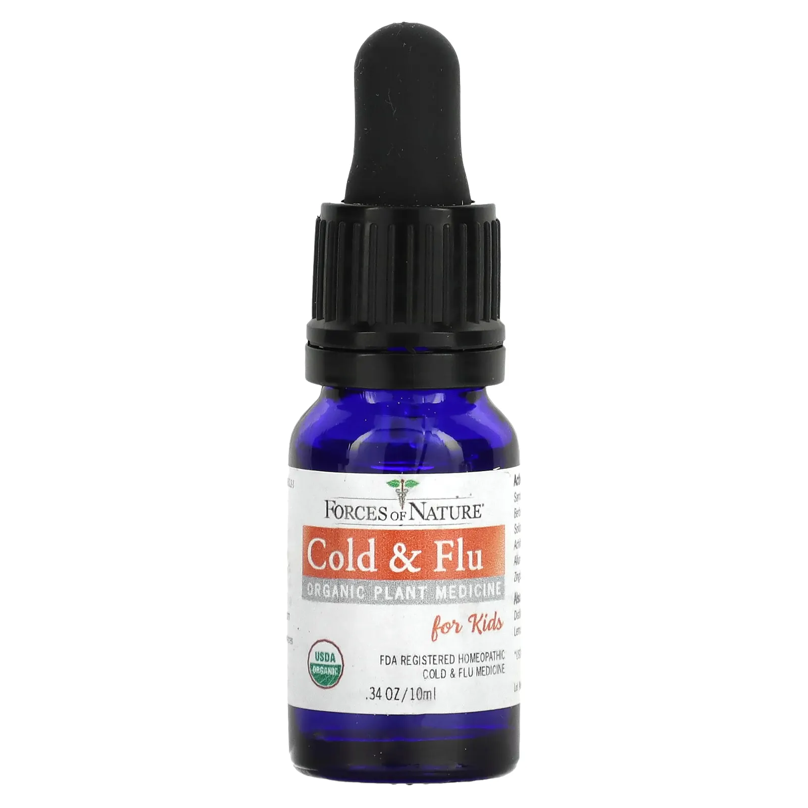 Forces of Nature, Organic Plant Medicine, от простуды и гриппа, для детей от 3 до 12 лет, лимон, 10 мл (0,34 жидк. Унции)