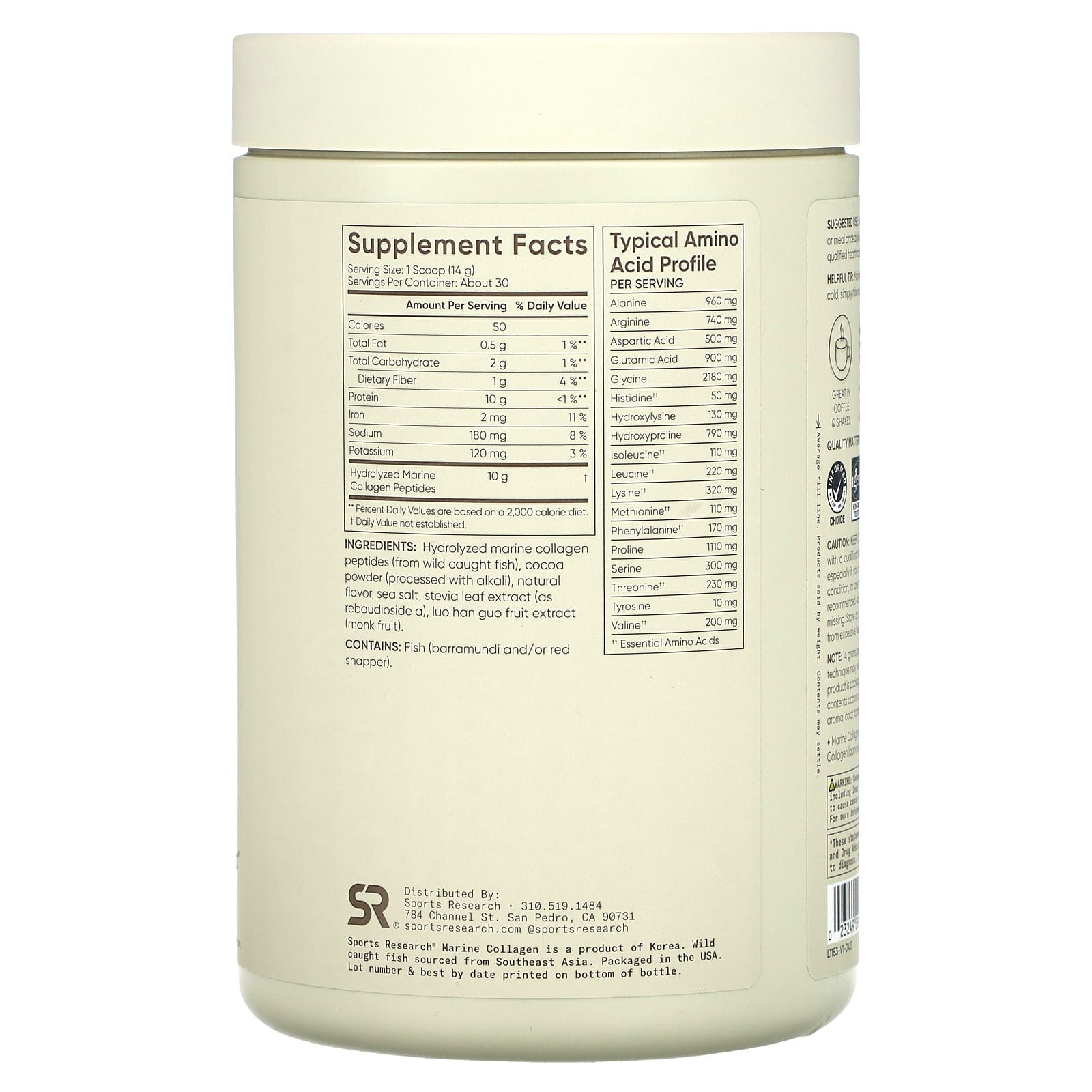 Sports Research, морской коллаген, со вкусом темного шоколада, 426 г (15,03 унции)