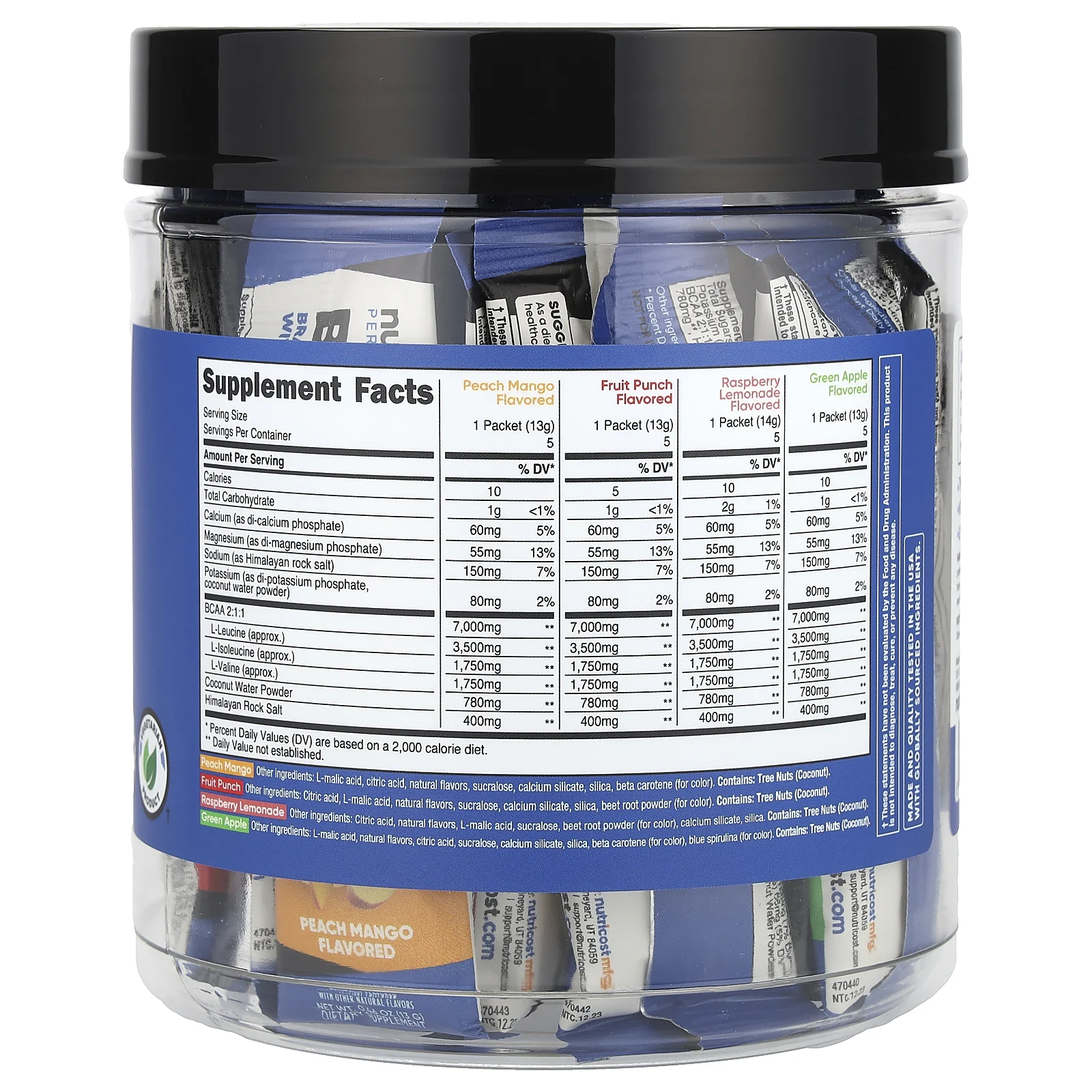 Nutricost, Performance, BCAA +, набор разнообразных продуктов, 20 пакетиков по 13–14 г (0,5 унции)