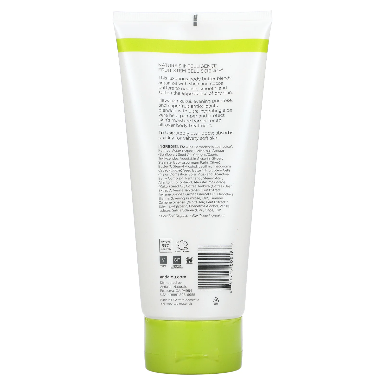 Andalou Naturals, питательное масло для тела, с орехами лумбанга и какао-маслом, 236 мл (8 жидк. унций)