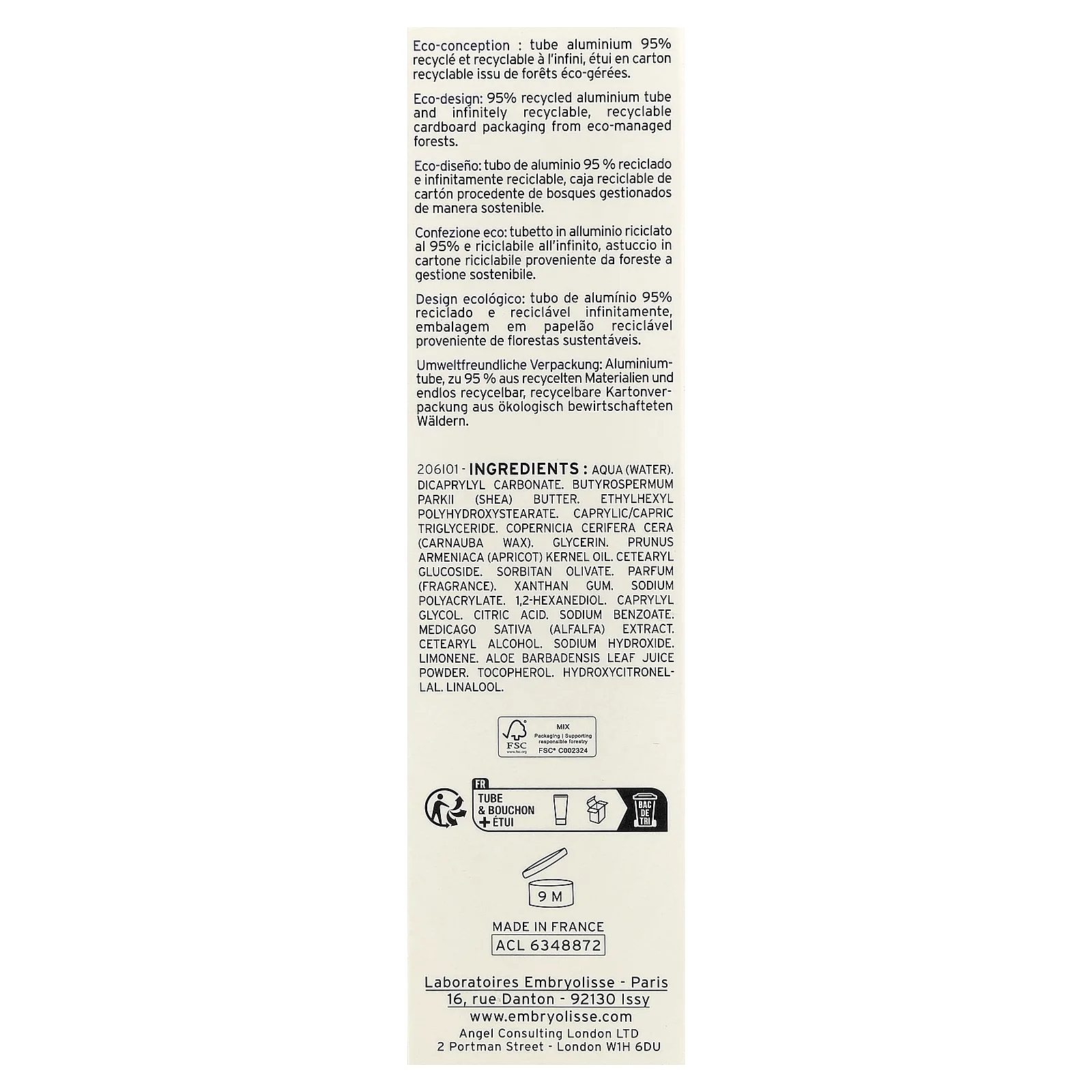 Embryolisse, многофункциональное увлажняющее средство с ретинолом, для сухой кожи, 75 мл (2,54 жидк. унции)