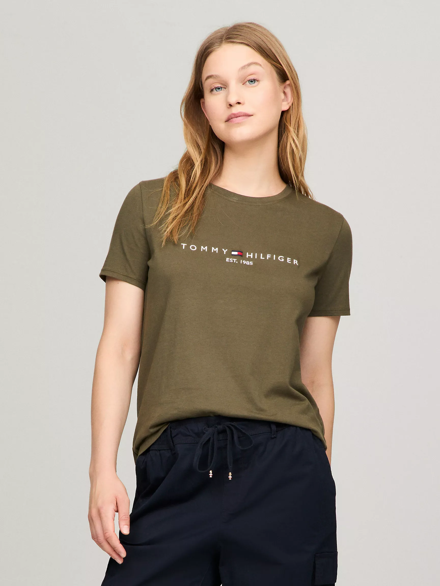 Женская футболка Tommy Hilfiger, Футболка с вышитым логотипом Tommy