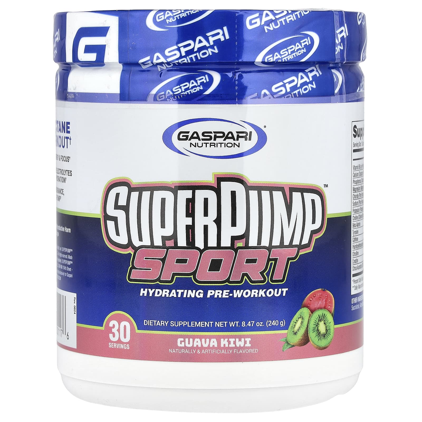 Gaspari Nutrition, SuperPump ™ Sport, увлажняющее средство перед тренировкой, гуава и киви, 240 г (8,47 унции)