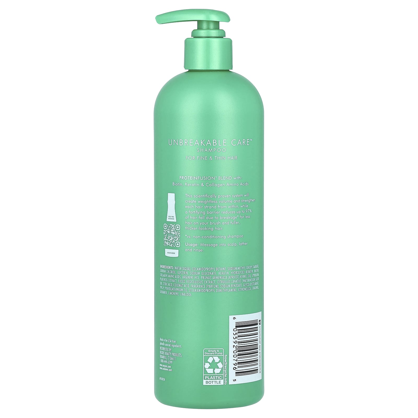 Nexxus, Unbreakable Care ™, шампунь против ломкости, для тонких и тонких волос, 488 мл (16,5 жидк. Унции)