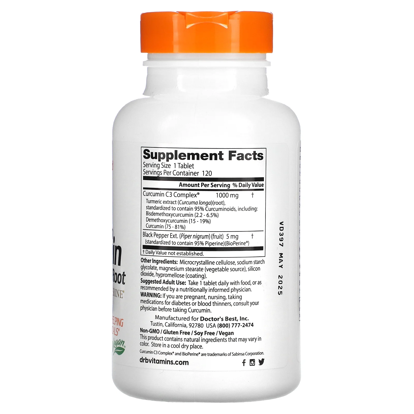 Doctor's Best, легкоусвояемый куркумин, 1000 мг, 120 таблеток