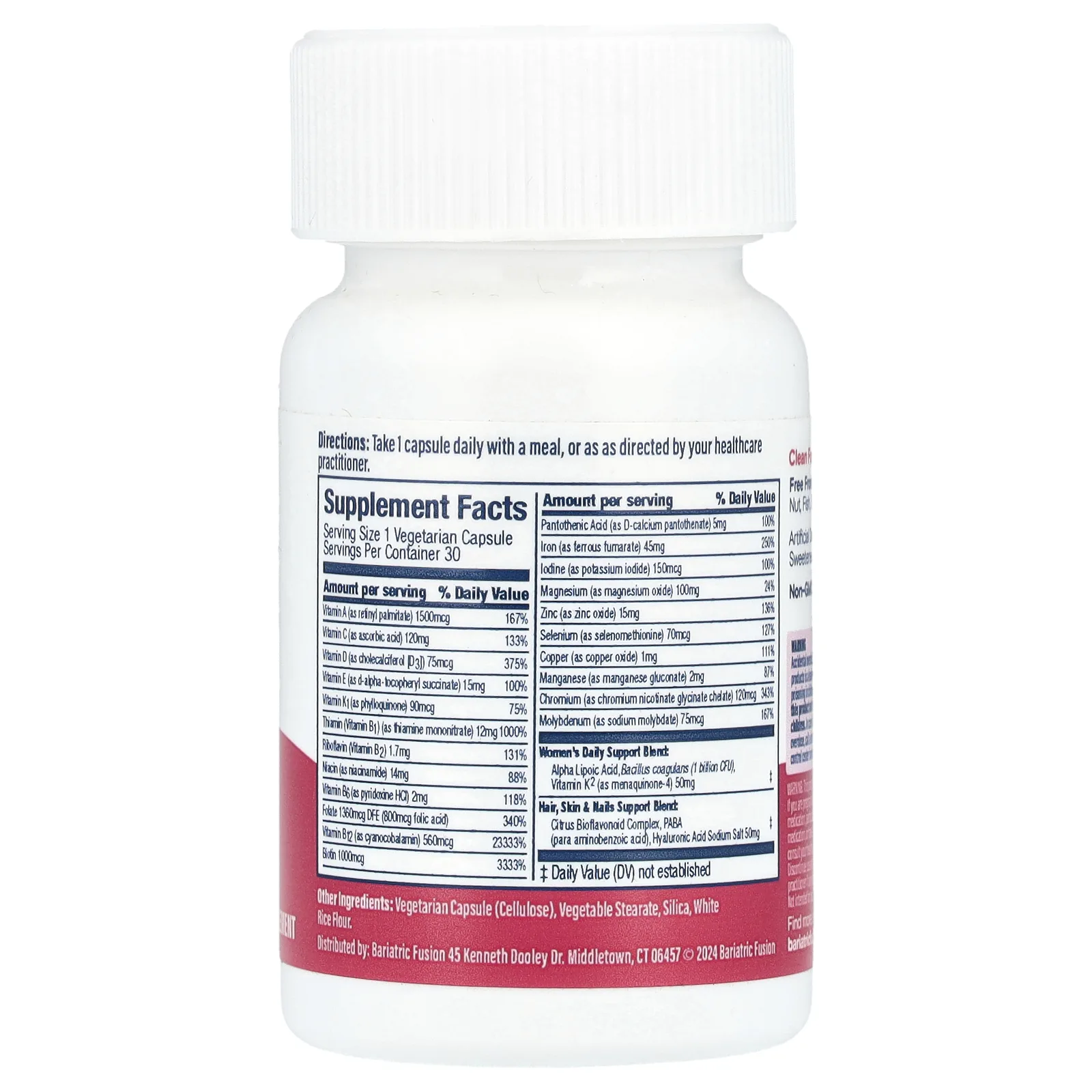 Bariatric Fusion, Мультивитамины для женщин, с железом, 30 капсул