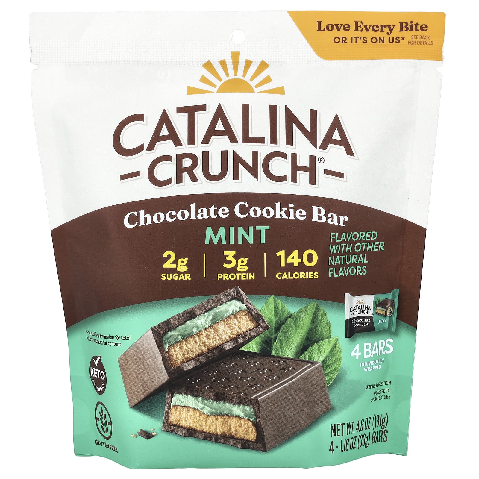 Catalina Crunch, Шоколадное печенье, мята, 4 плитки, 33 г (1,16 унции)