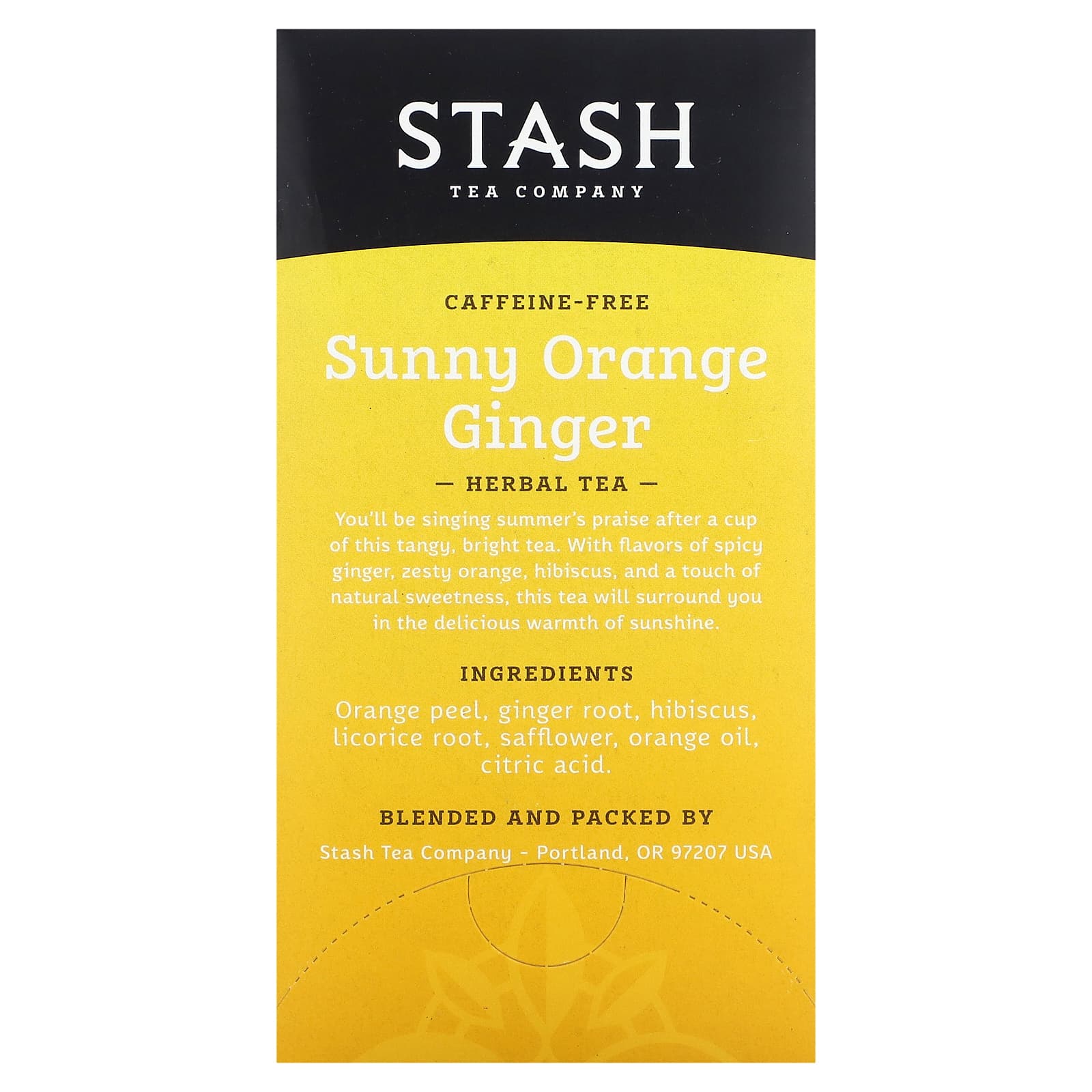 Stash Tea, Herbal Tea, солнечный апельсин и имбирь, без кофеина, 18 чайных пакетиков, 36 г (1,2 унции)