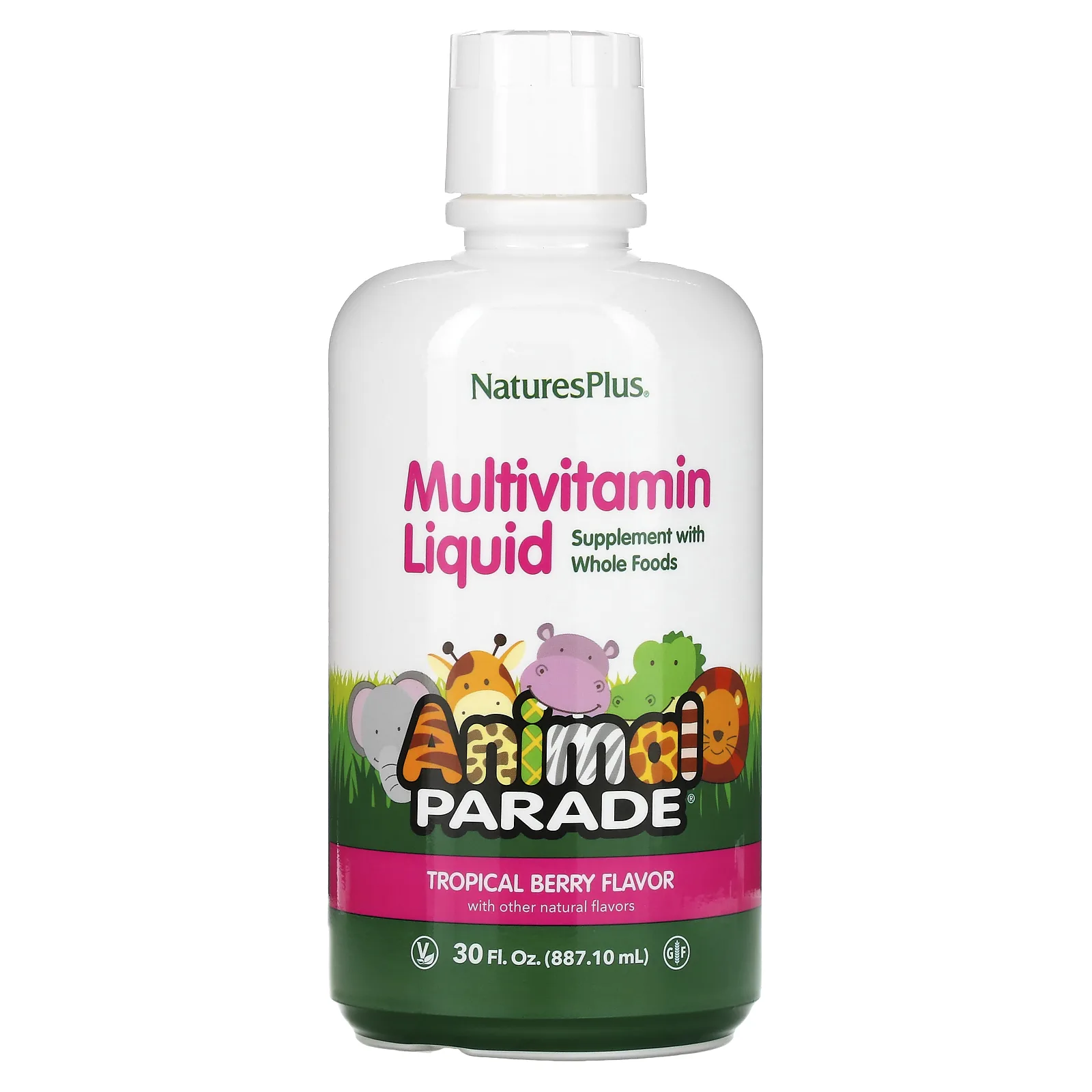 NaturesPlus, Animal Parade, мультивитамины для детей в жидкой форме, вкус тропических ягод, 887,1 мл (30 жидк. унций)
