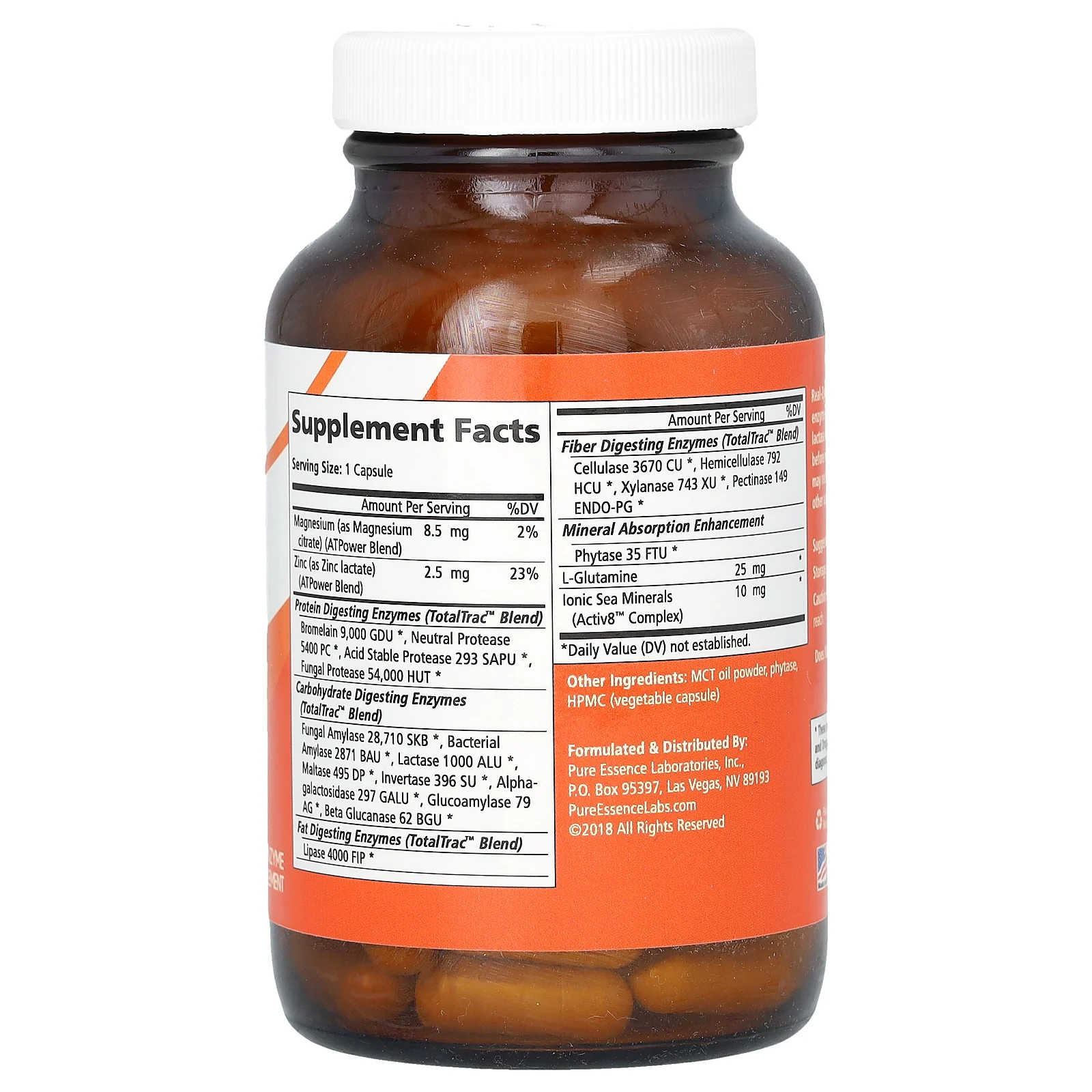 Pure Essence, Real-Zymes, веганский продукт, 90 растительных капсул