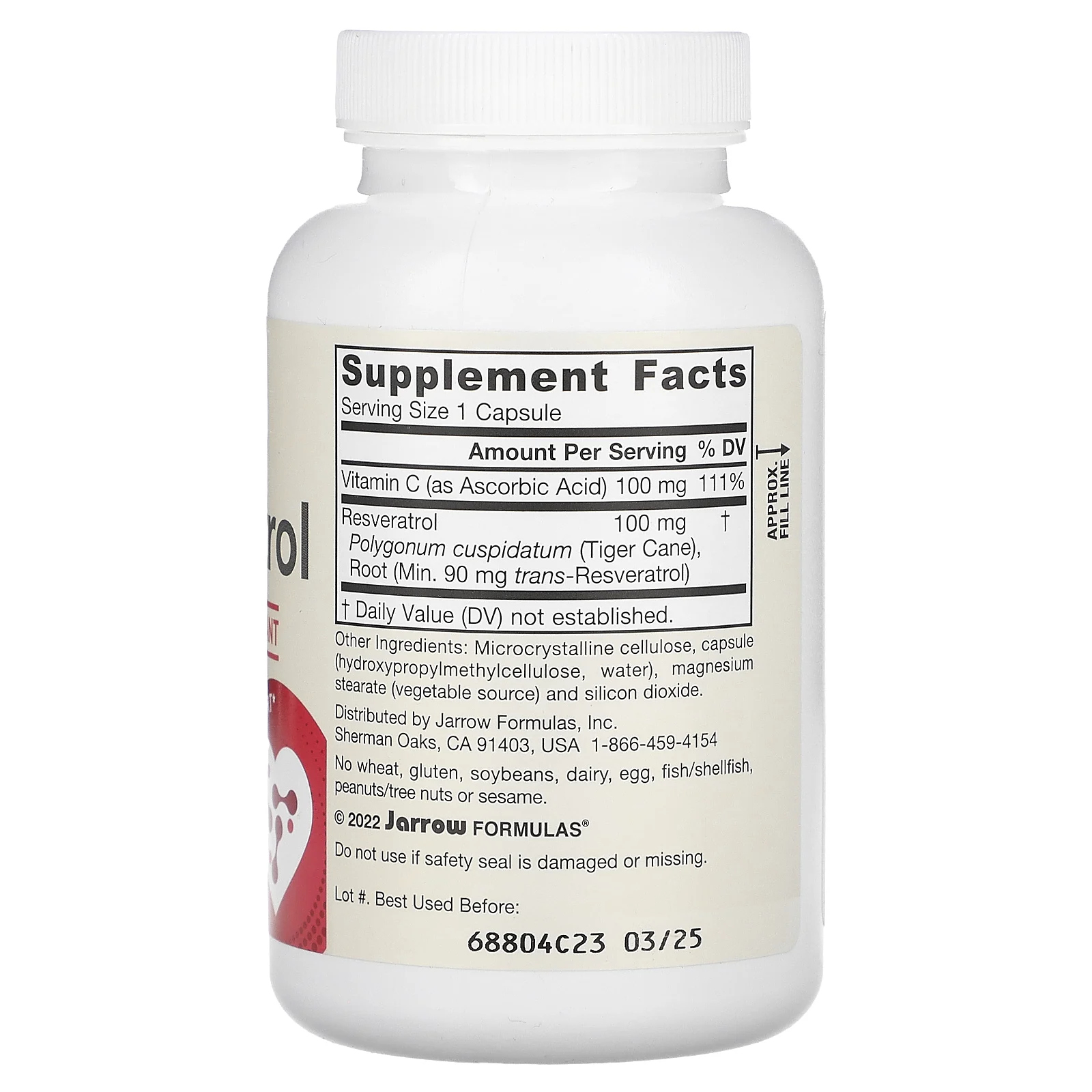 Jarrow Formulas, Ресвератрол, 120 растительных капсул