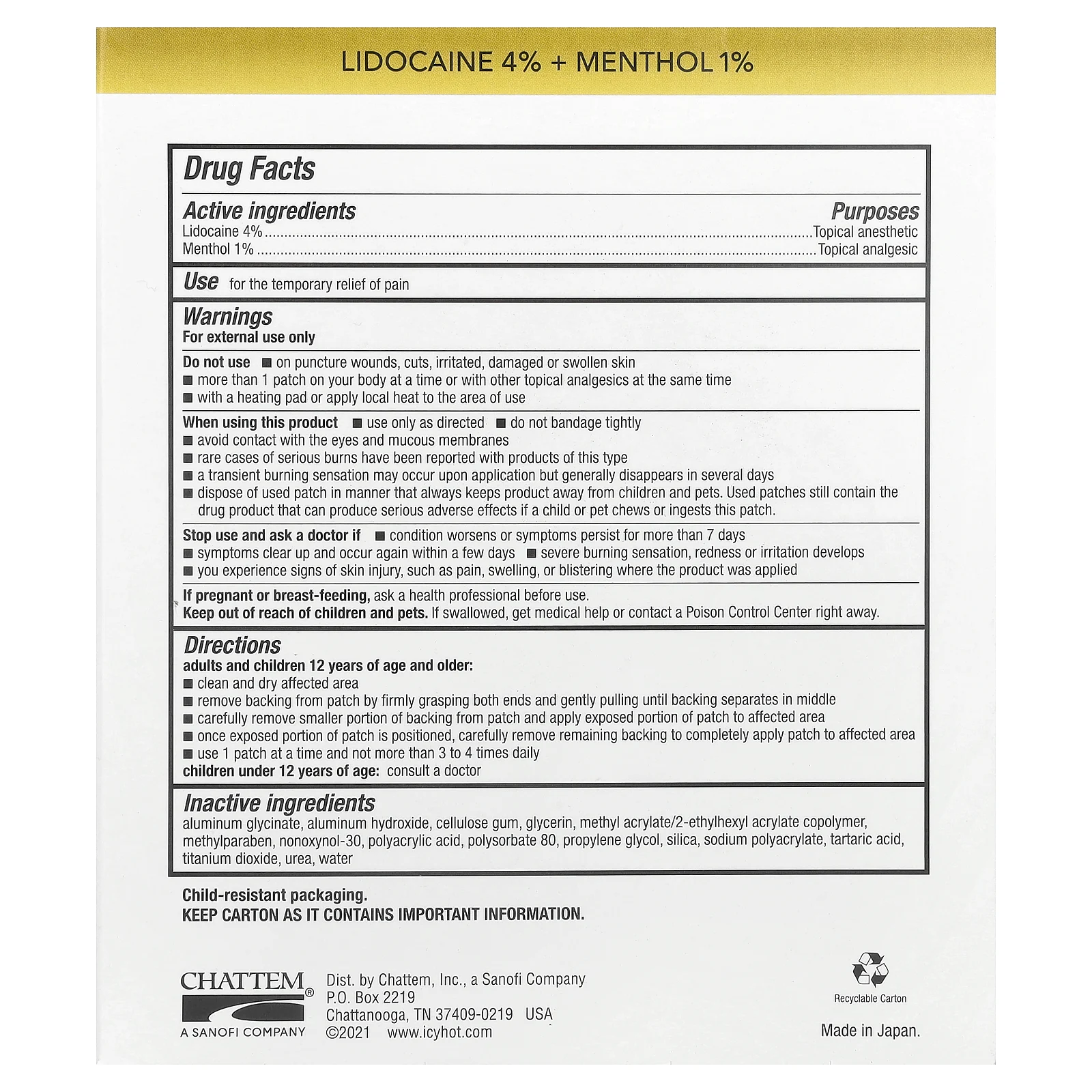 Icy Hot, Max, обезболивающие с лидокаином, 5 штук