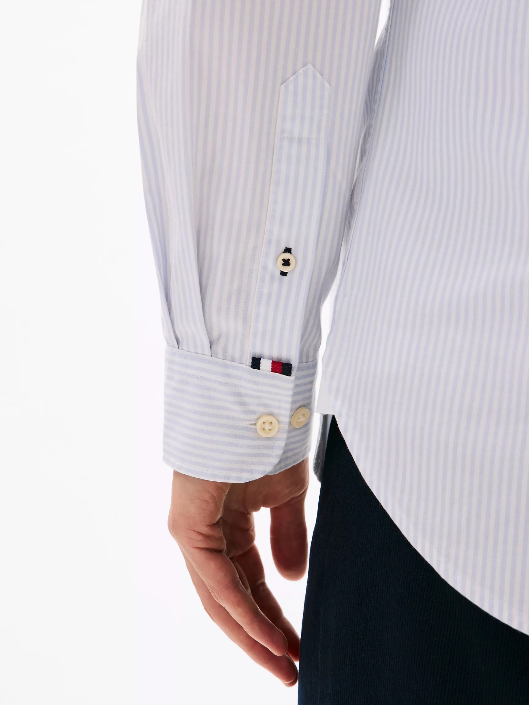 Мужская рубашка Tommy Hilfiger, Полосатая эластичная рубашка из поплина стандартного кроя