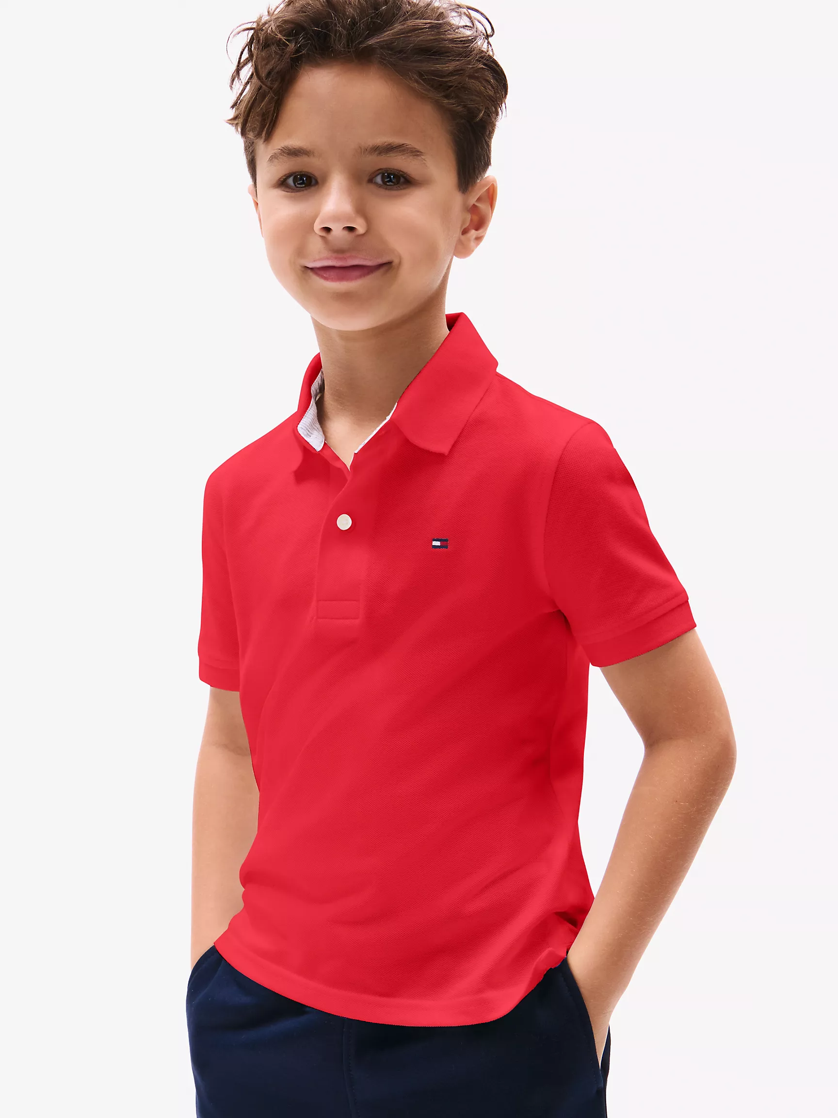 Рубашка-поло для мальчиков Tommy Hilfiger, Детское эластичное однотонное поло