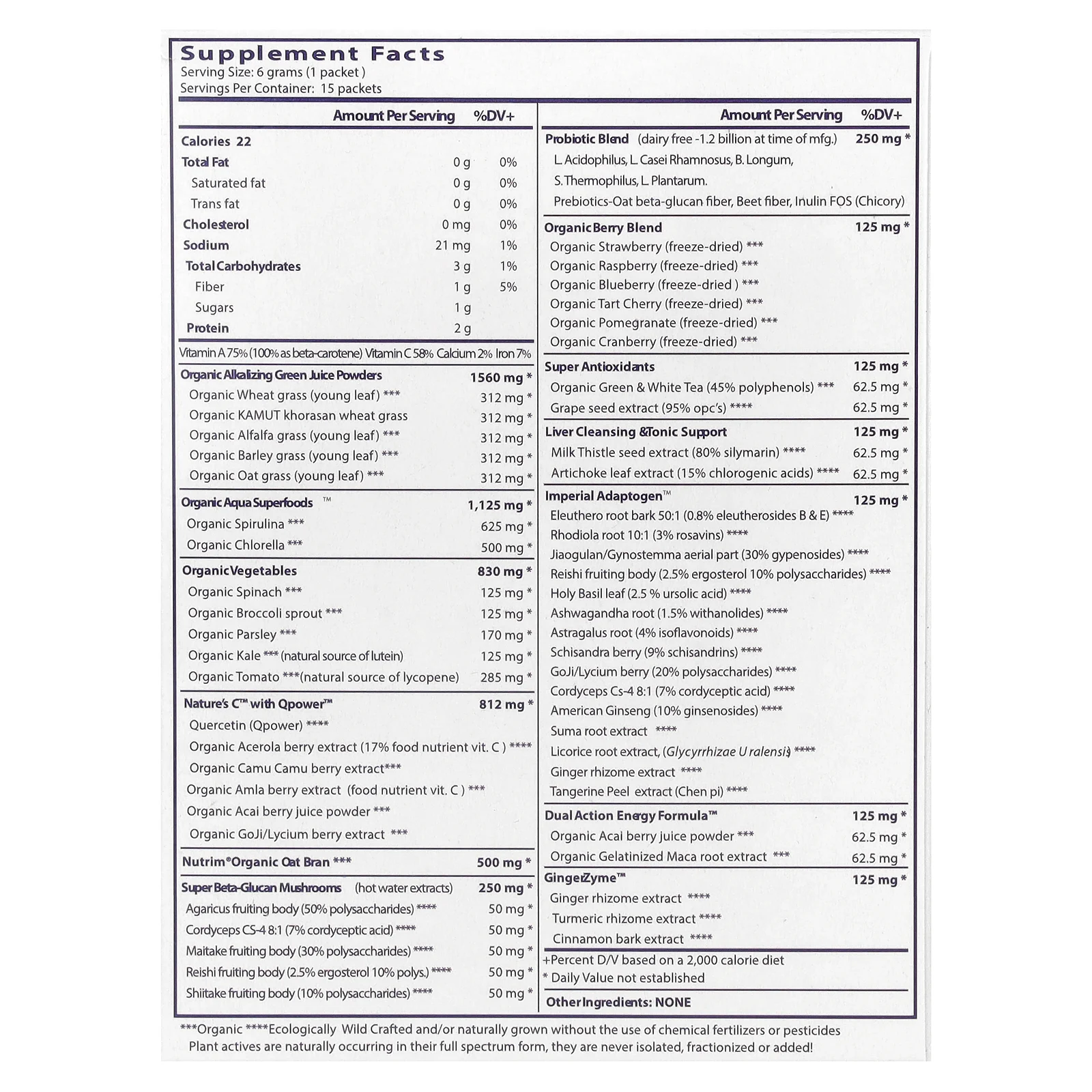 Paradise Herbs, Зеленая пища  Энергия ORAC , 15 пакетиков по 6 г