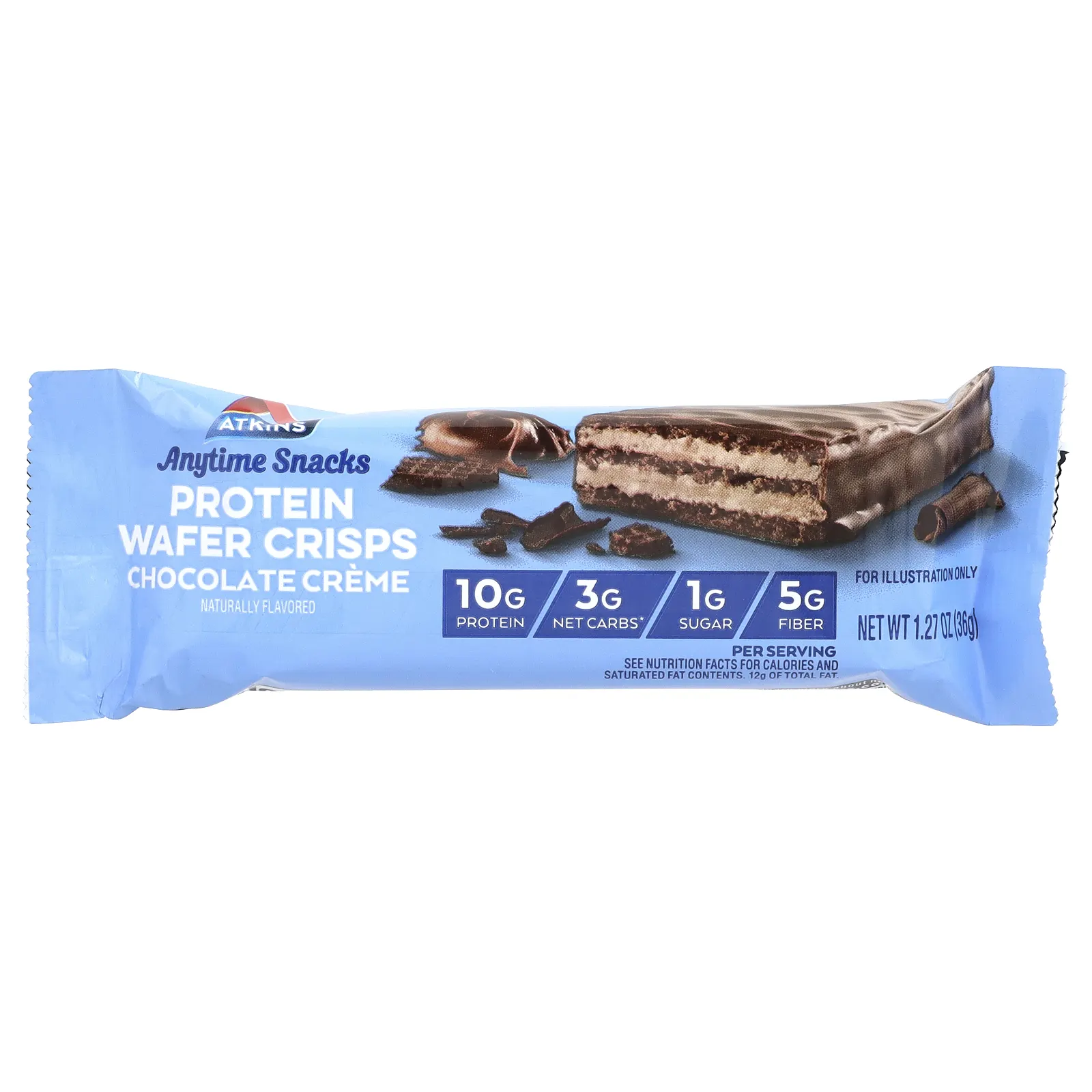 Atkins, Everytime Snacks, протеиновые вафли, шоколадный крем, 5 шт. по 36 г (1,27 унции)