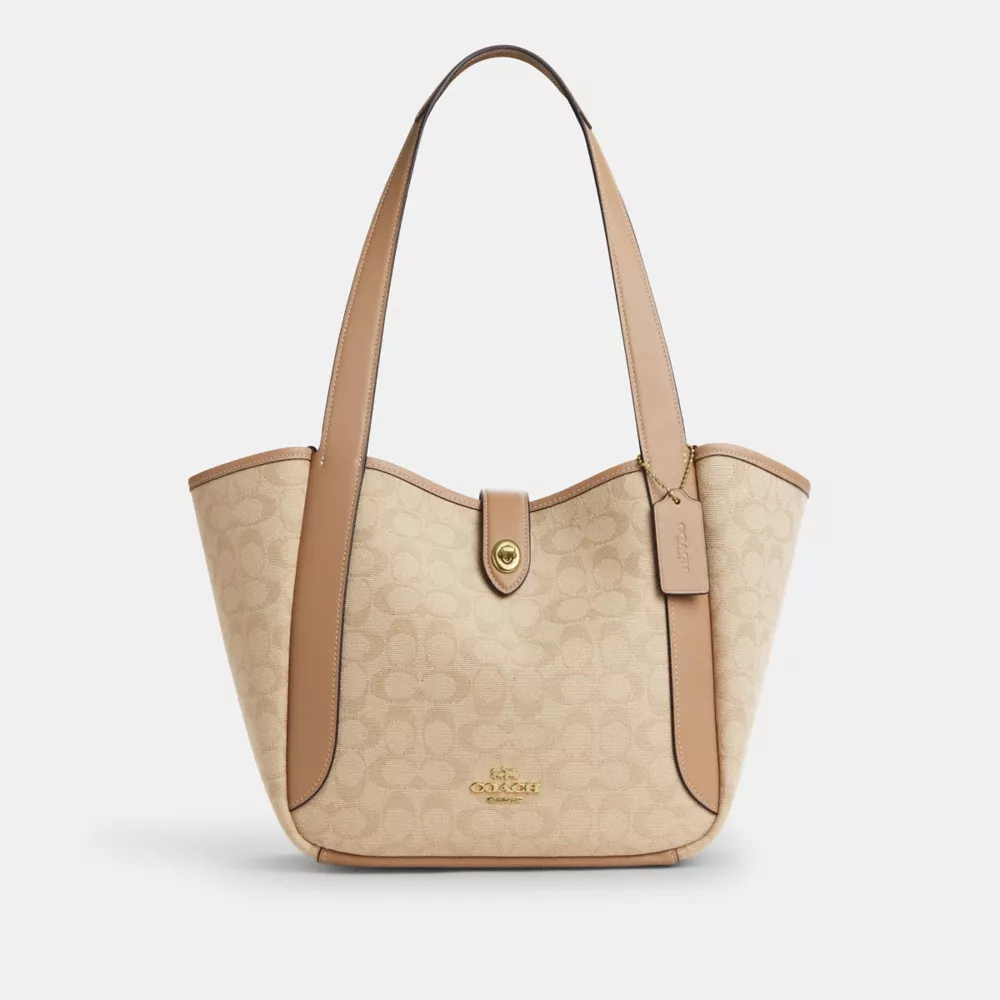 Сумка COACH Hadley Turnlock Tote Bag With Signature Canvas