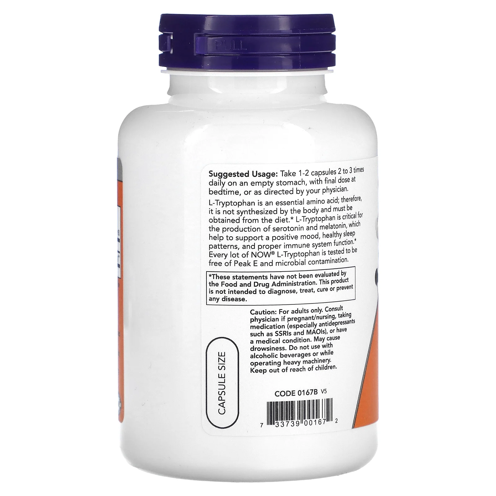 NOW Foods, L-триптофан, 500 мг, 120 растительных капсул