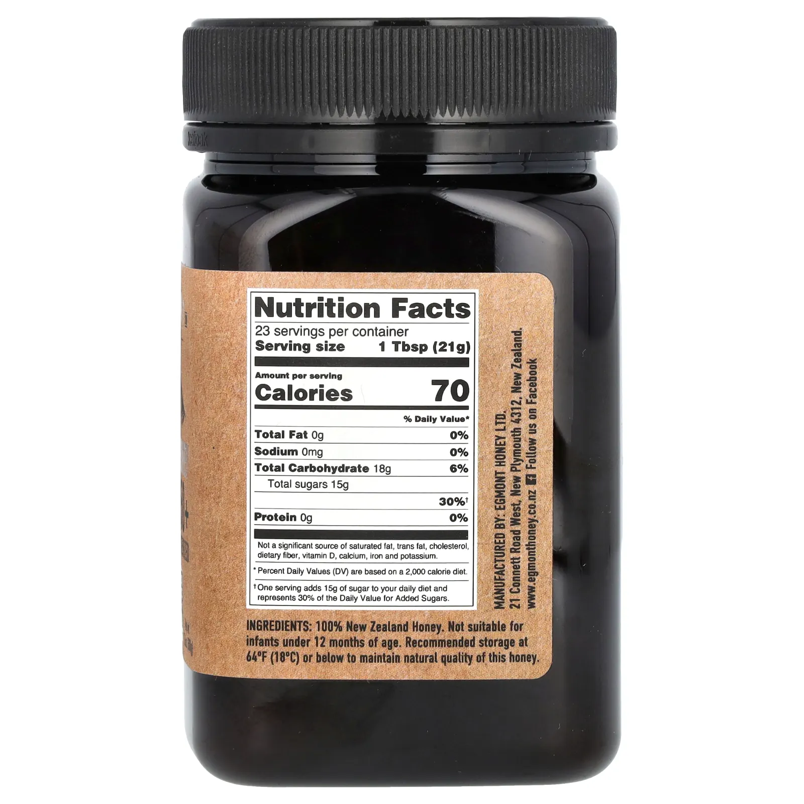 Egmont Honey, Мед манука, необработанный и непастеризованный, MGO 150+, 500 г (17,6 унции)