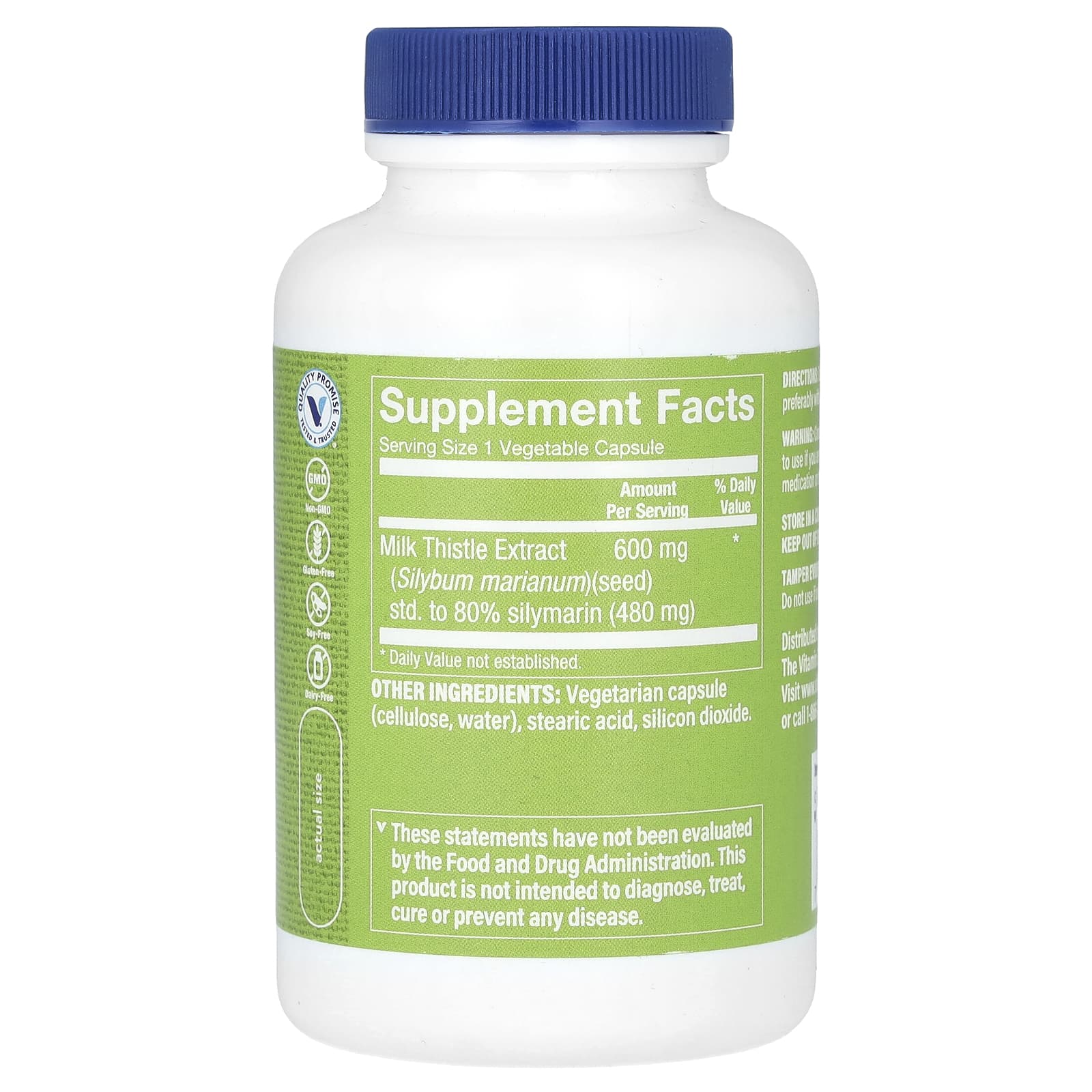 The Vitamin Shoppe, экстракт расторопши, двойная сила, 600 мг, 100 растительных капсул