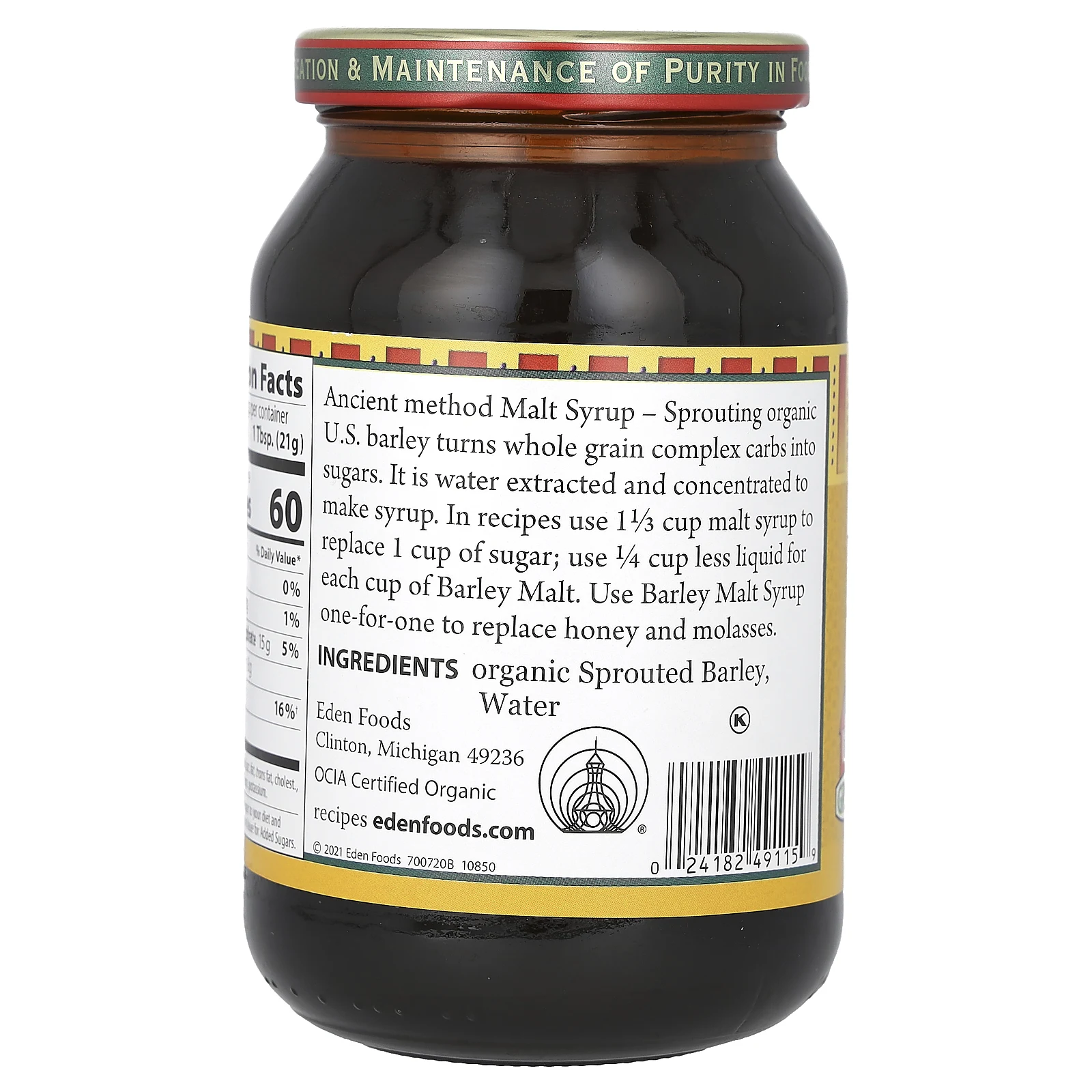 Eden Foods, органический традиционный сироп из ячменного солода, 566 г (20 унций)