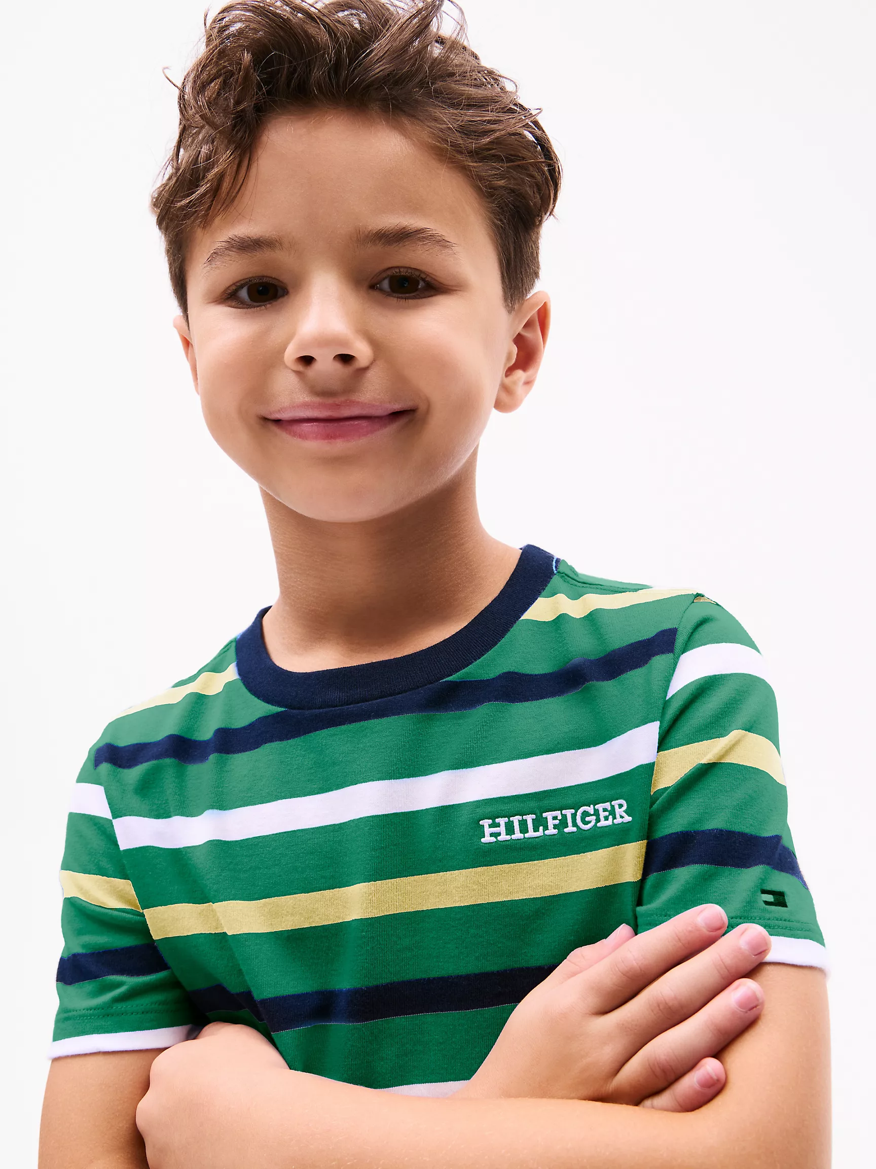 Футболка Tommy Hilfiger для мальчиков, Детская полосатая футболка с монограммным логотипом