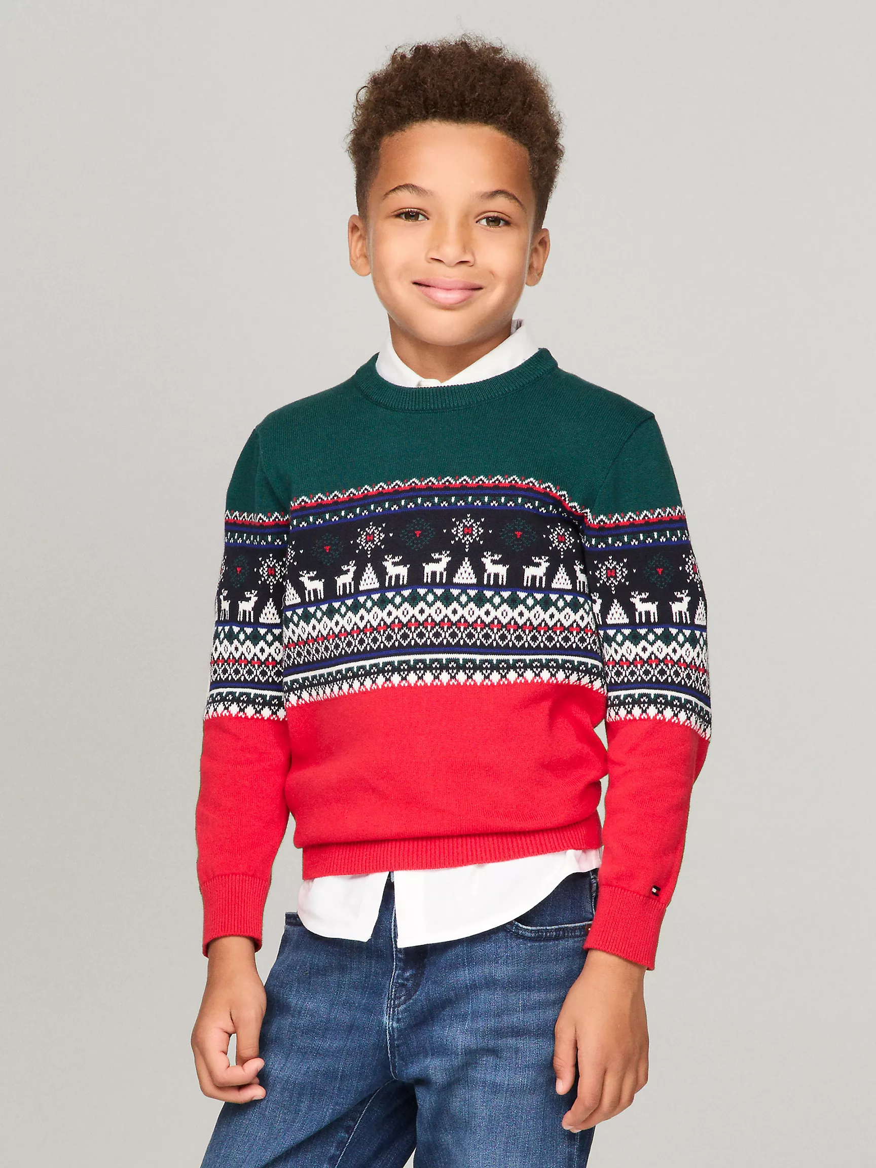 Свитер для мальчика Tommy Hilfiger, Детский свитер с узором Fair Isle и оленем