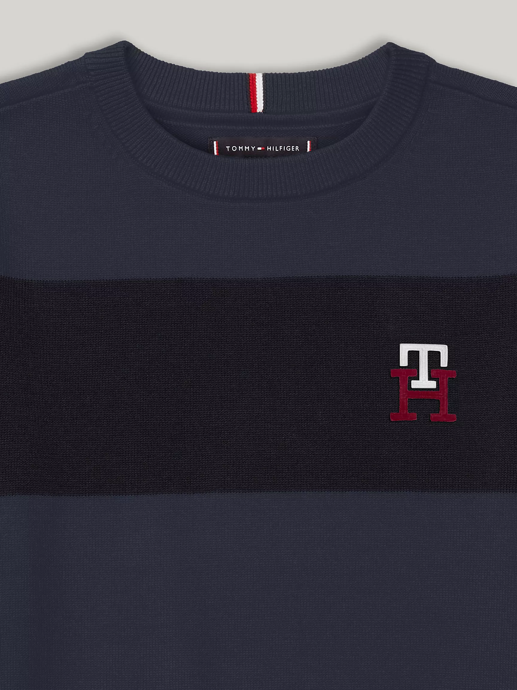 Свитер для мальчика Tommy Hilfiger, Детский свитер с круглым вырезом в регбийскую полоску