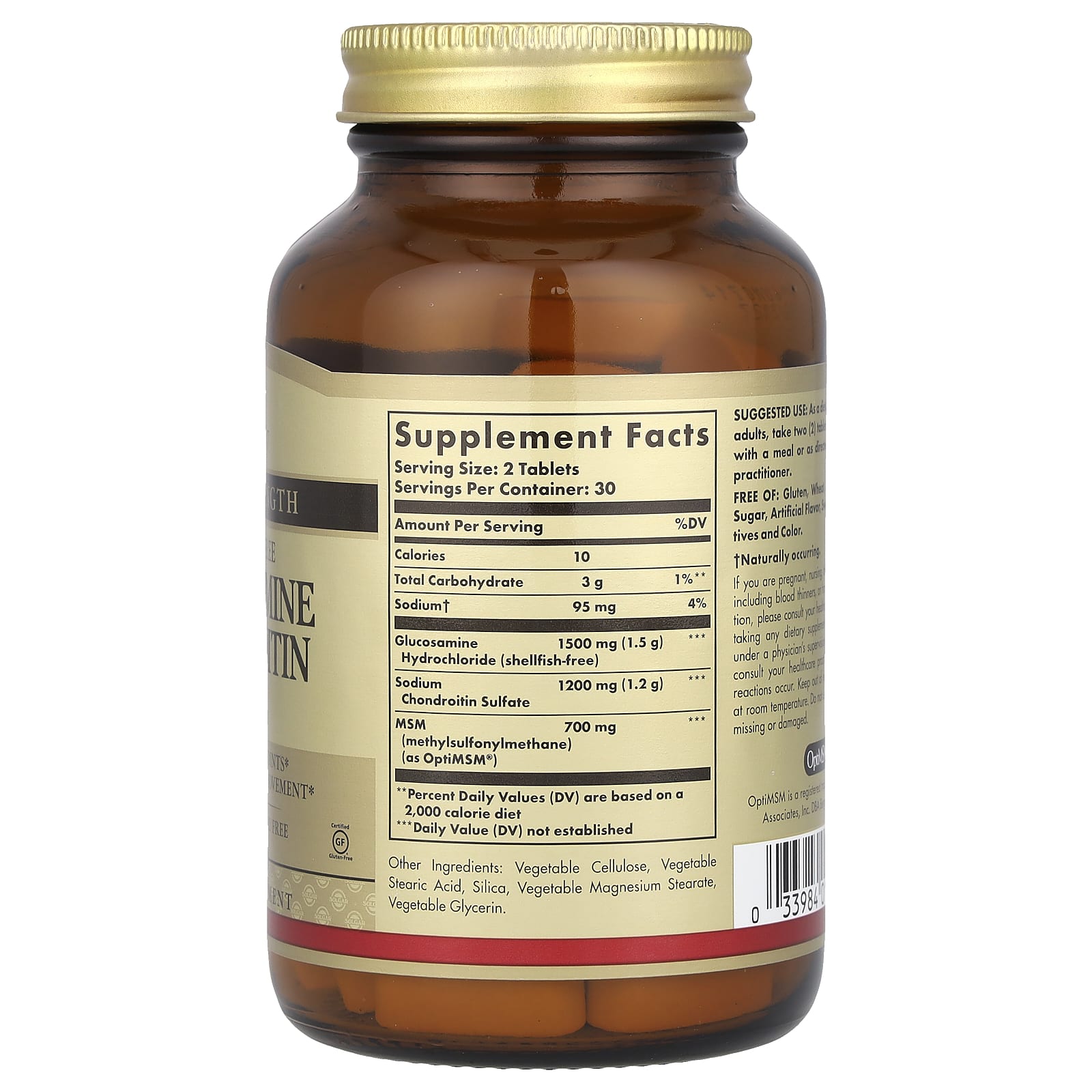 Solgar, Глюкозамин хондроитин МСМ, тройная сила, 60 таблеток