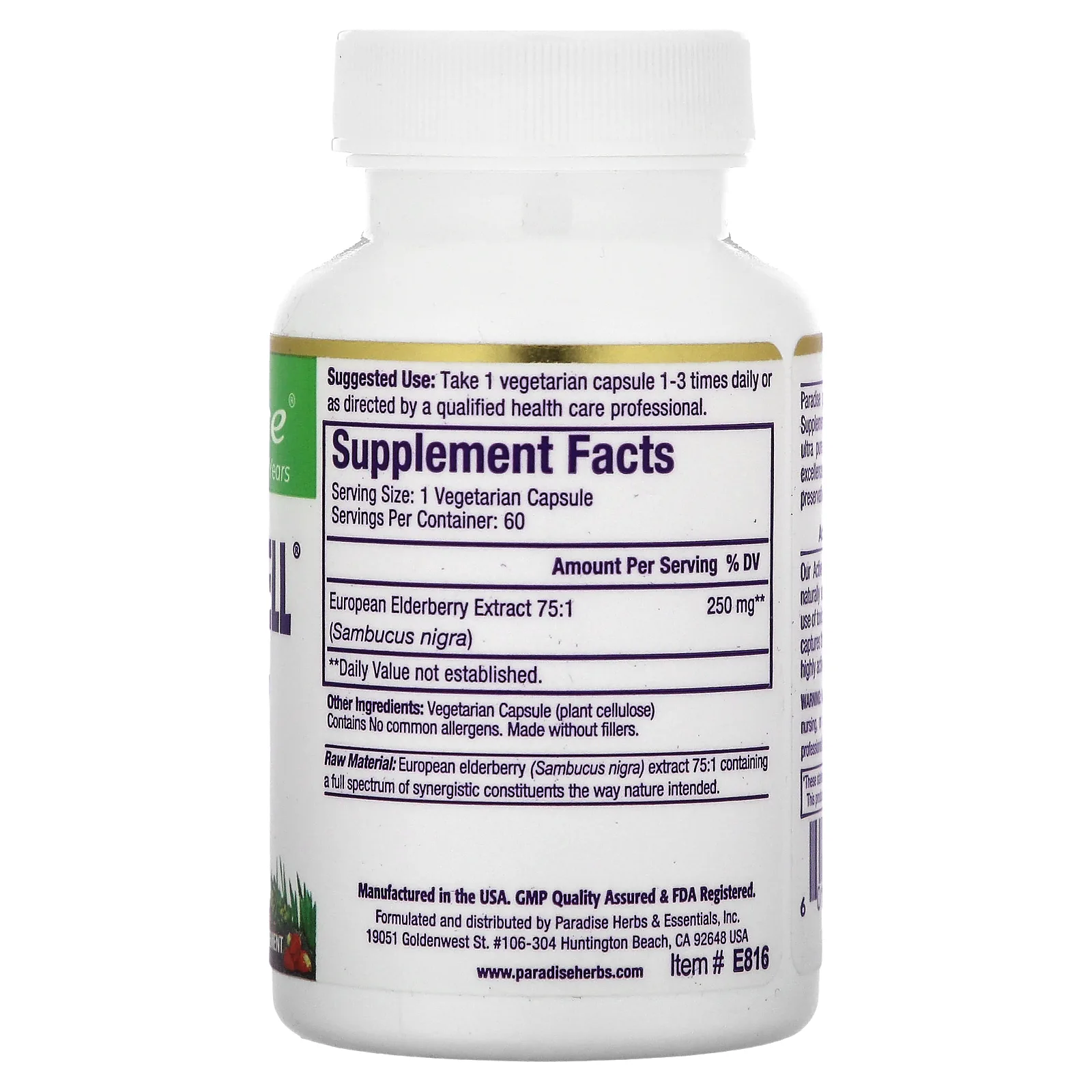 Paradise Herbs, Sambuca-Well, 60 вегетарианских капсул