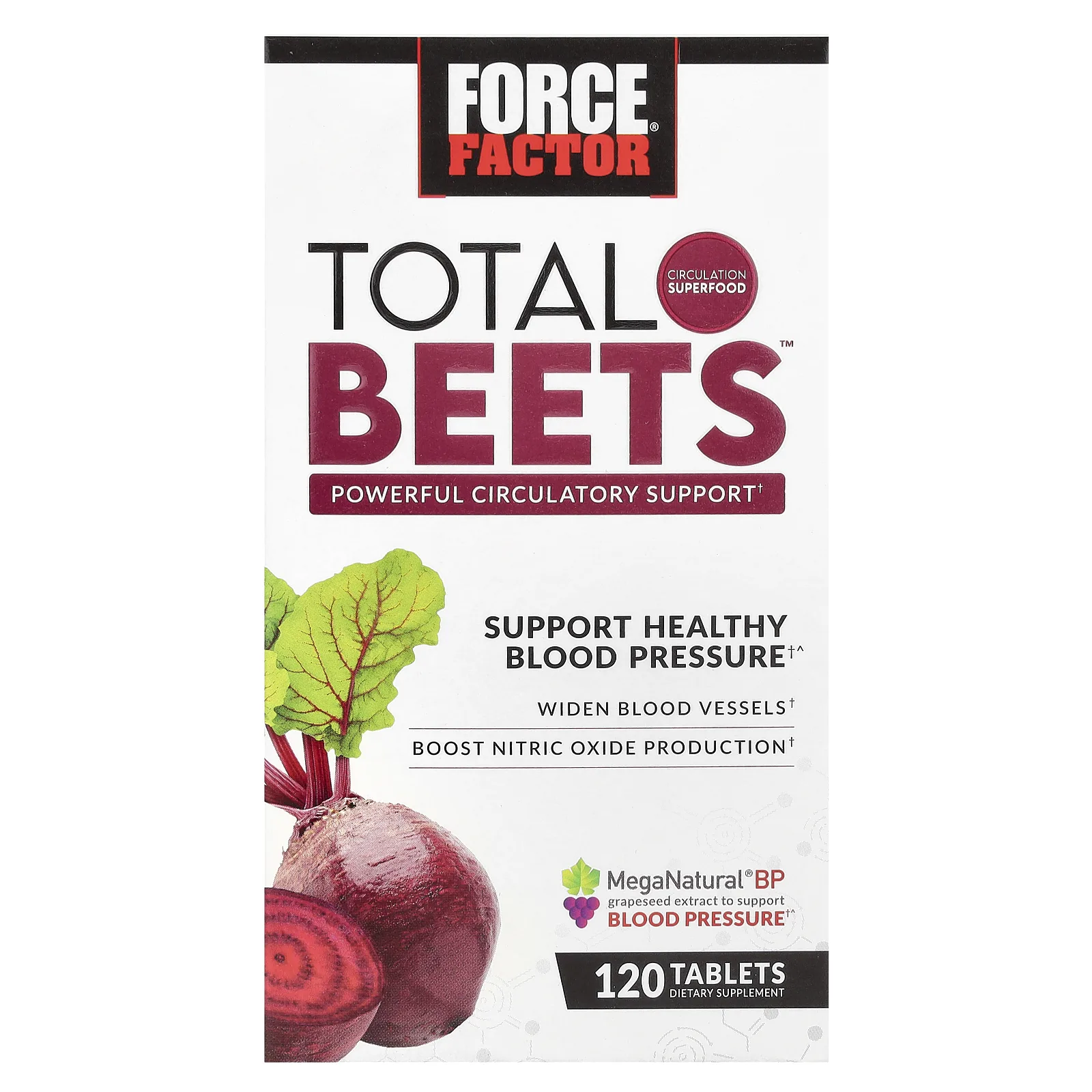 Force Factor, Total Beets, эффективная поддержка кровообращения, 120 таблеток