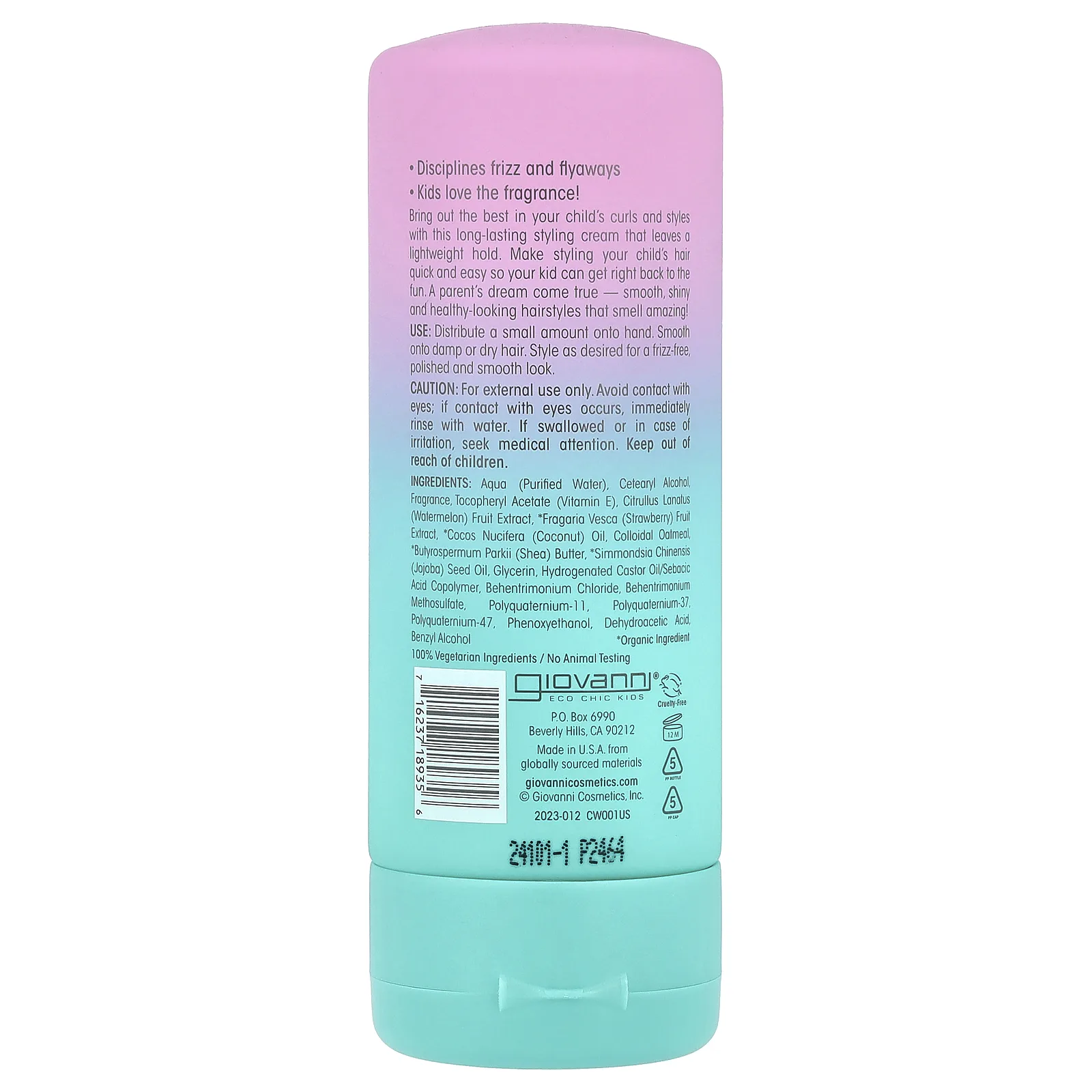 Giovanni, Eco Chic® Kids, крем для укладки волос, укрощение локонов, 147 мл (5 жидк. унц.)