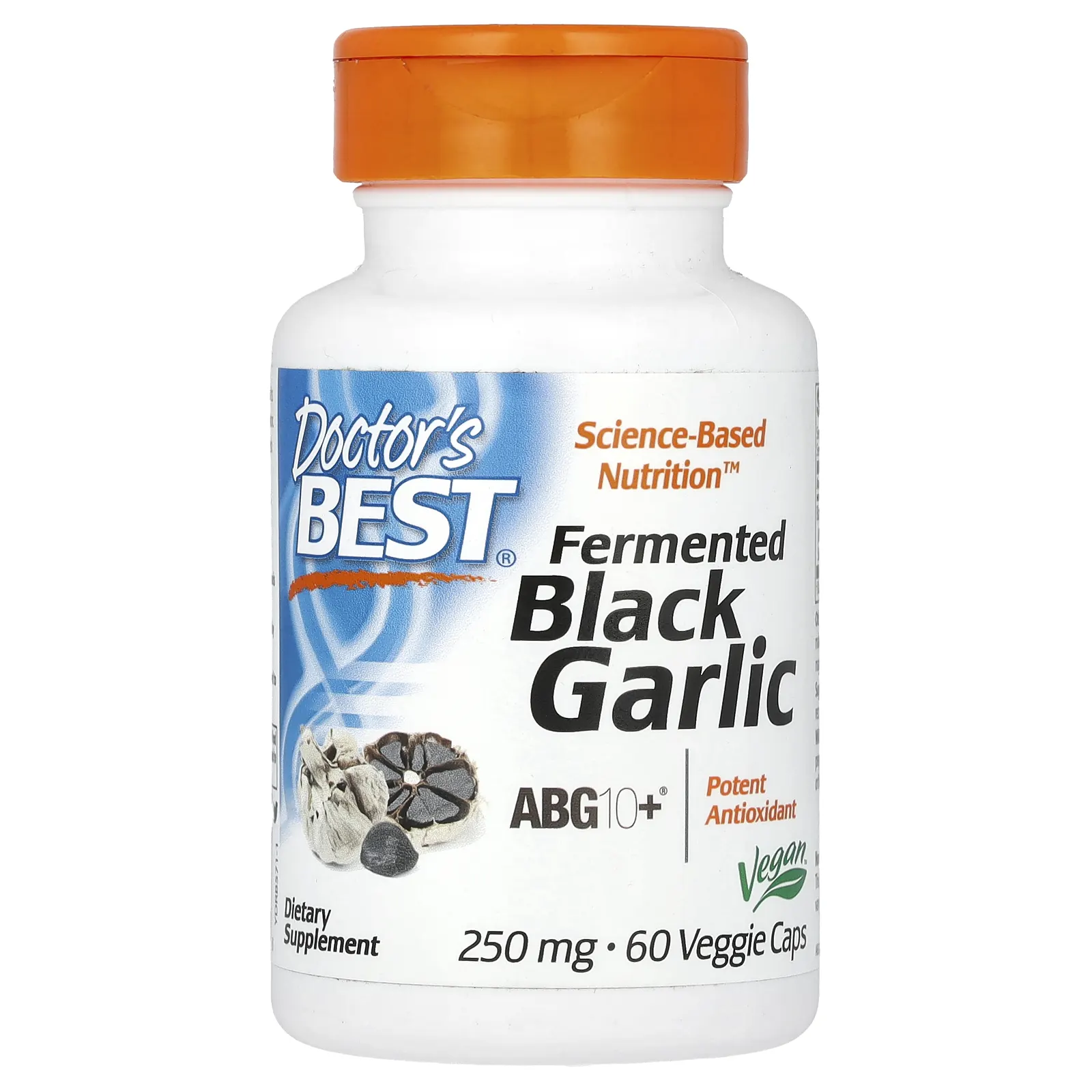 Doctor's Best, Ферментированный черный чеснок ABG10 +, 250 мг, 60 вегетарианских капсул