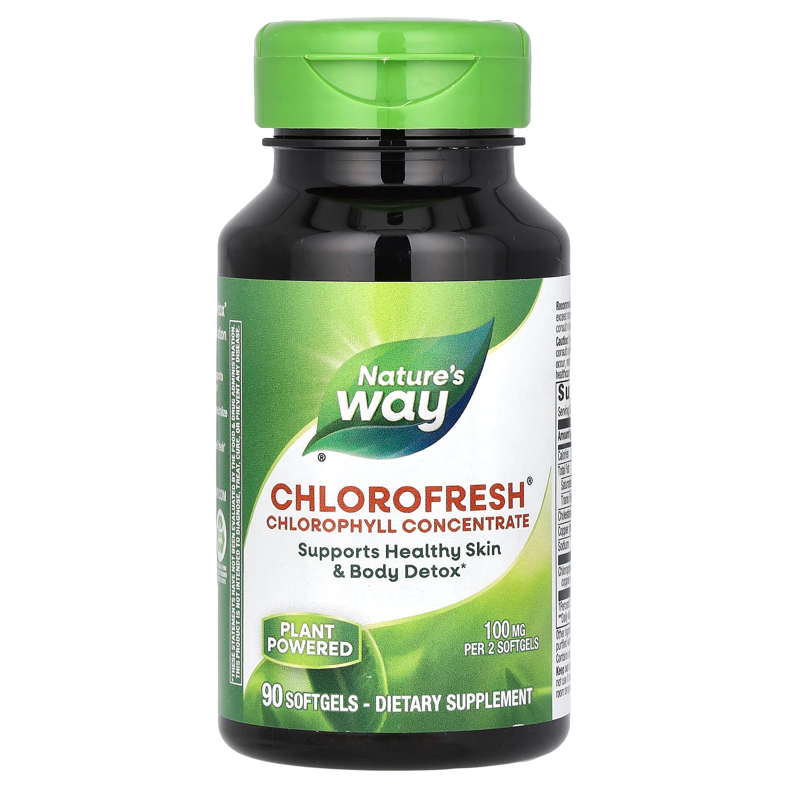 Nature's Way, Chlorofresh, концентрированный хлорофилл, 100 мг, 90 капсул (50 мг в 1 капсуле)
