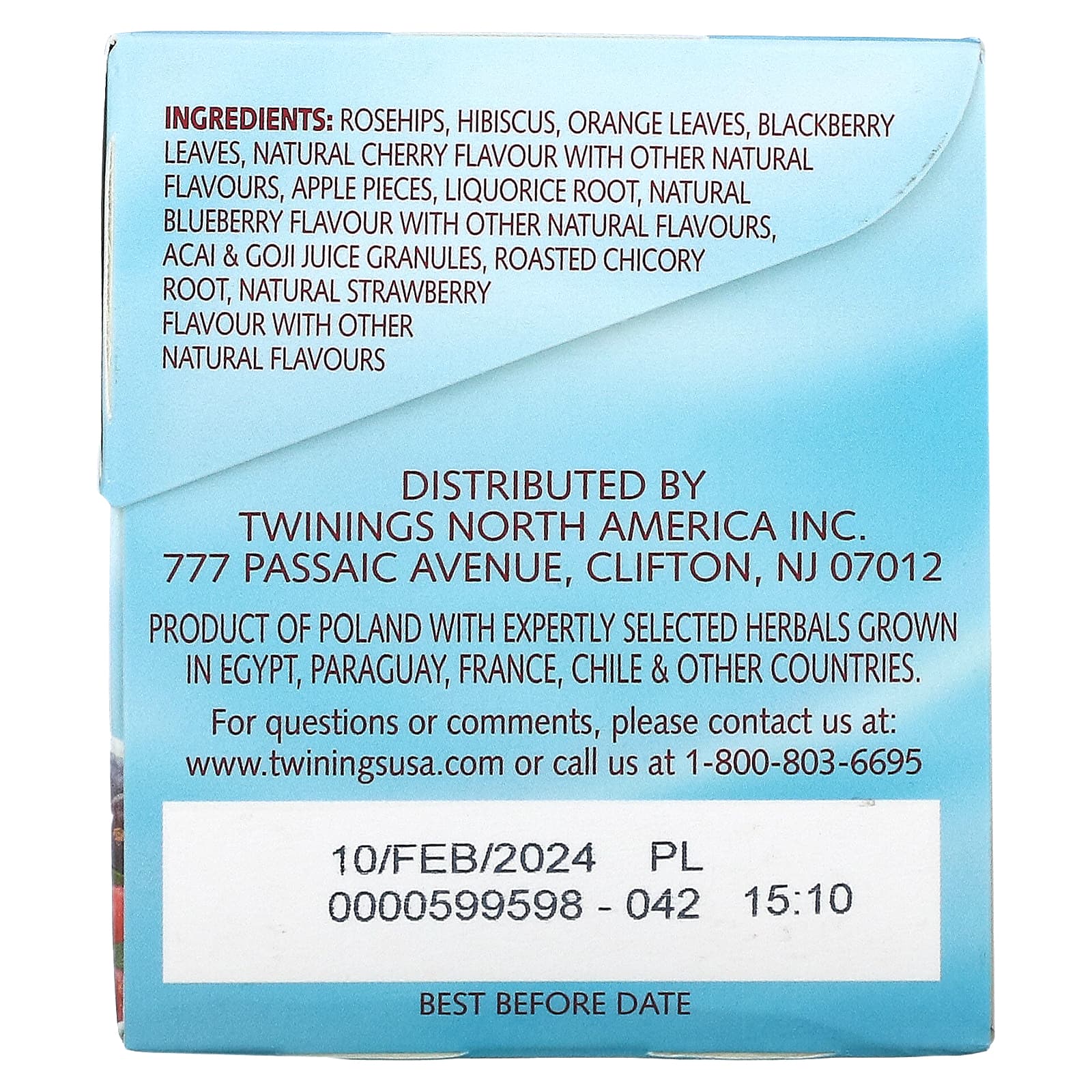 Twinings, Berry Fusion, травяной чай, без кофеина, 20 чайных пакетиков, 40 г (1,41 унции)