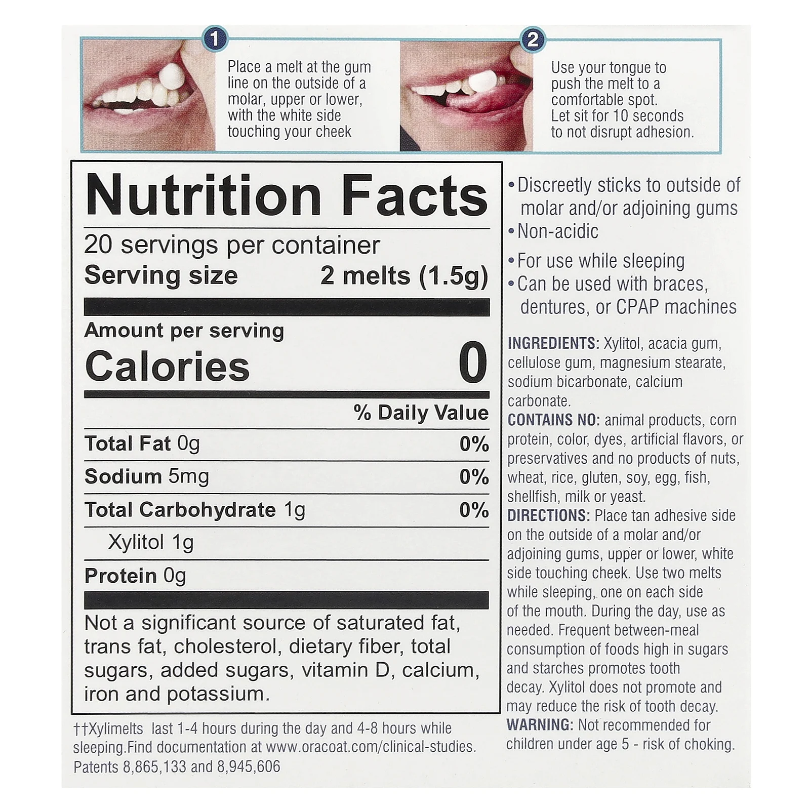 OraCoat, XyliMelts для сухости во рту, слегка сладкий, без мяты, 40 плавок