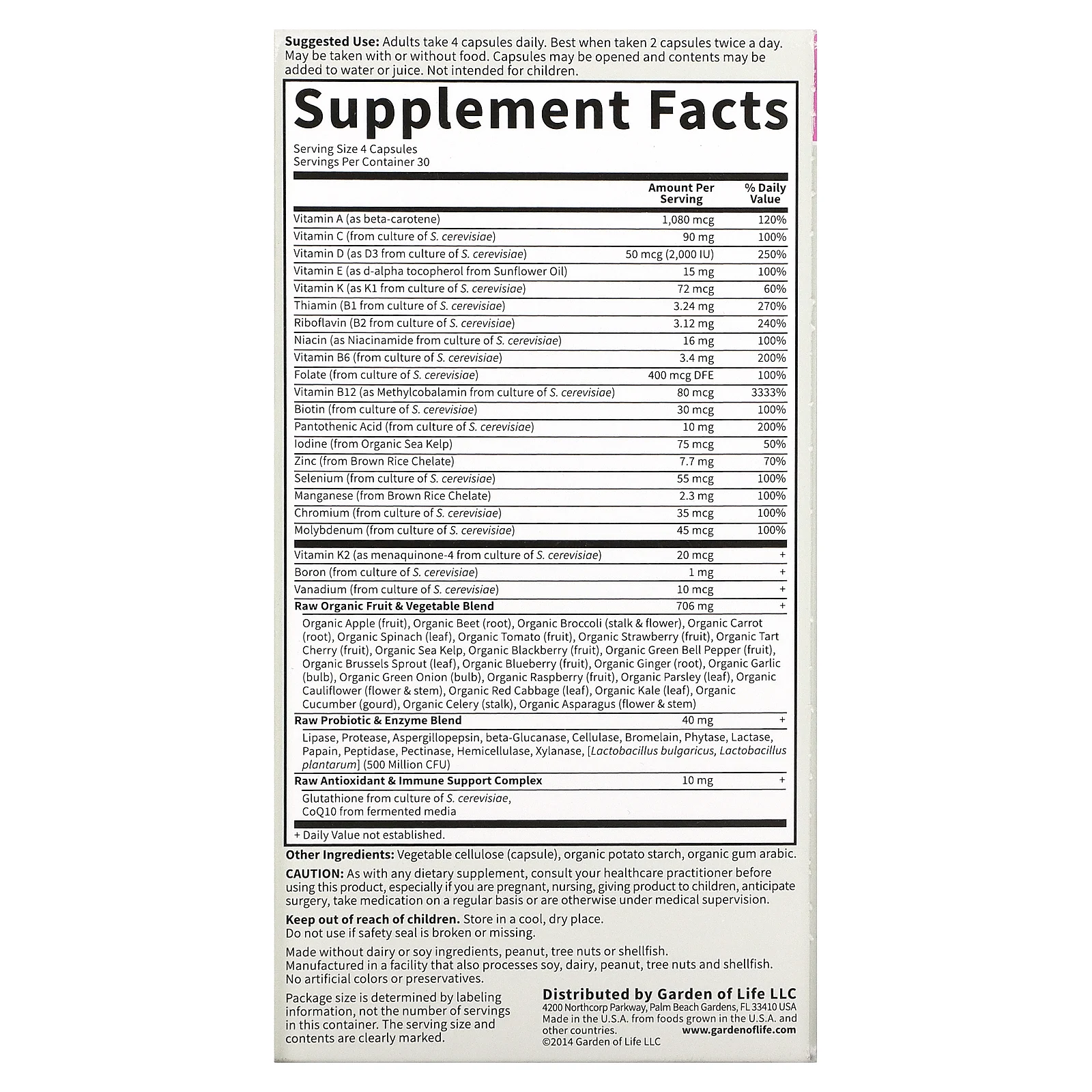 Garden of Life, Vitamin Code, мультивитамины из цельных продуктов для женщин от 50 лет, 120 вегетарианских капсул