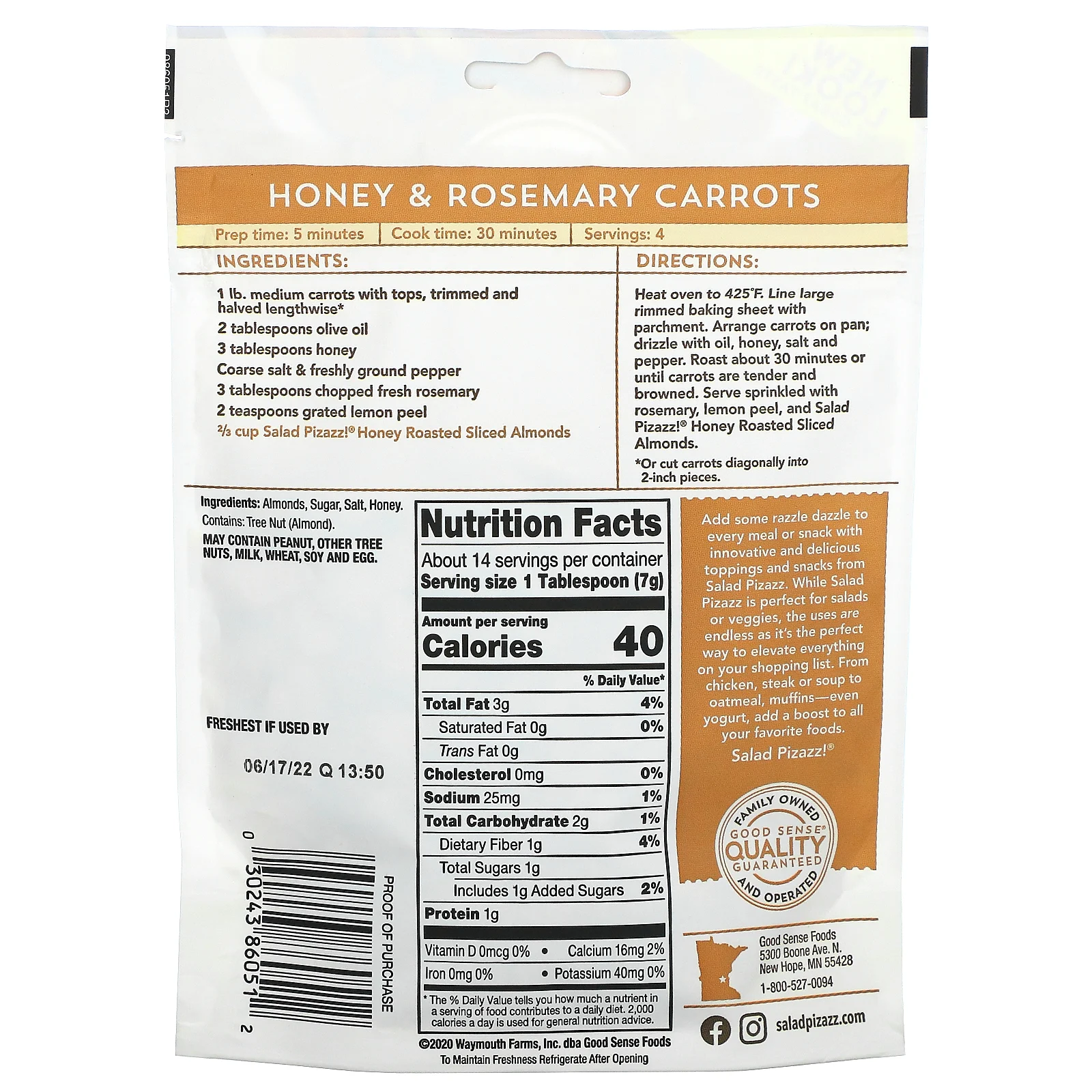 Salad Pizazz!, миндальная посыпка, миндальные слайсы, обжаренные в меде, 99 г (3,5 унции)