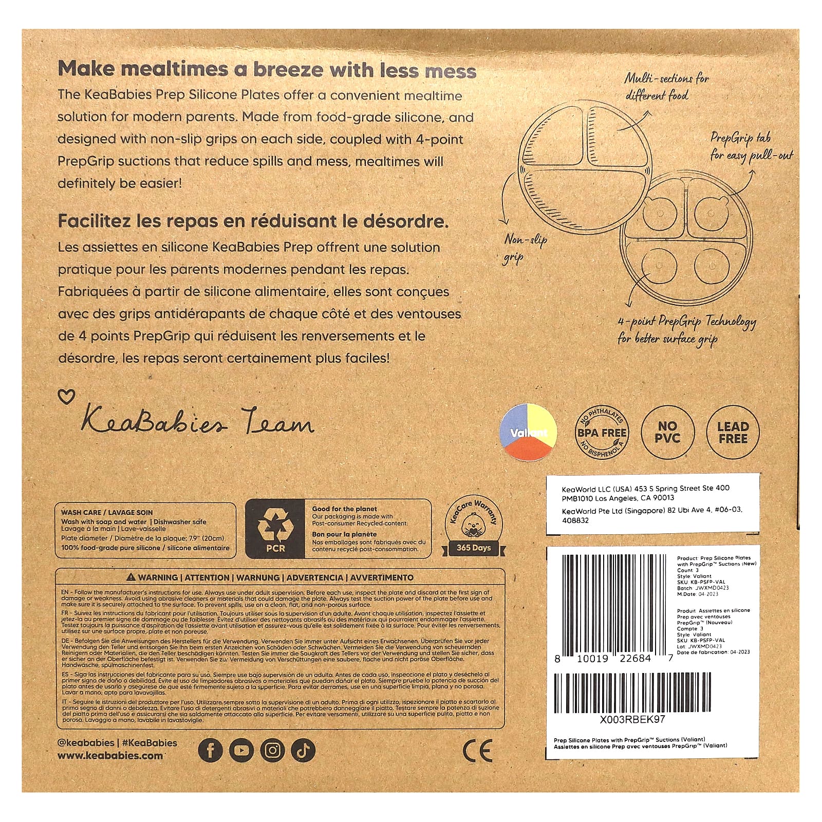 KeaBabies, силиконовые чашки для препарирования с аспирацией PrepGrip, для детей 6–36 месяцев, Valiant, 3 шт.