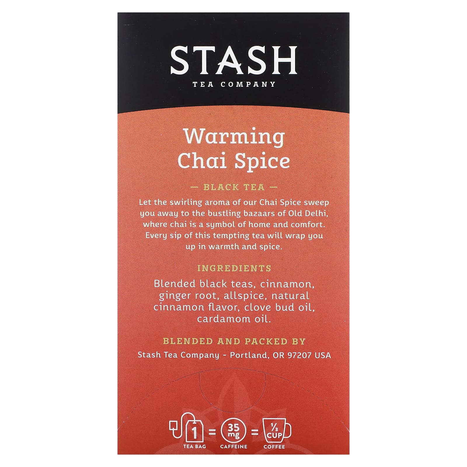 Stash Tea, Black Tea, согревающие специи для чая, 20 чайных пакетиков, 38 г (1,3 унции)