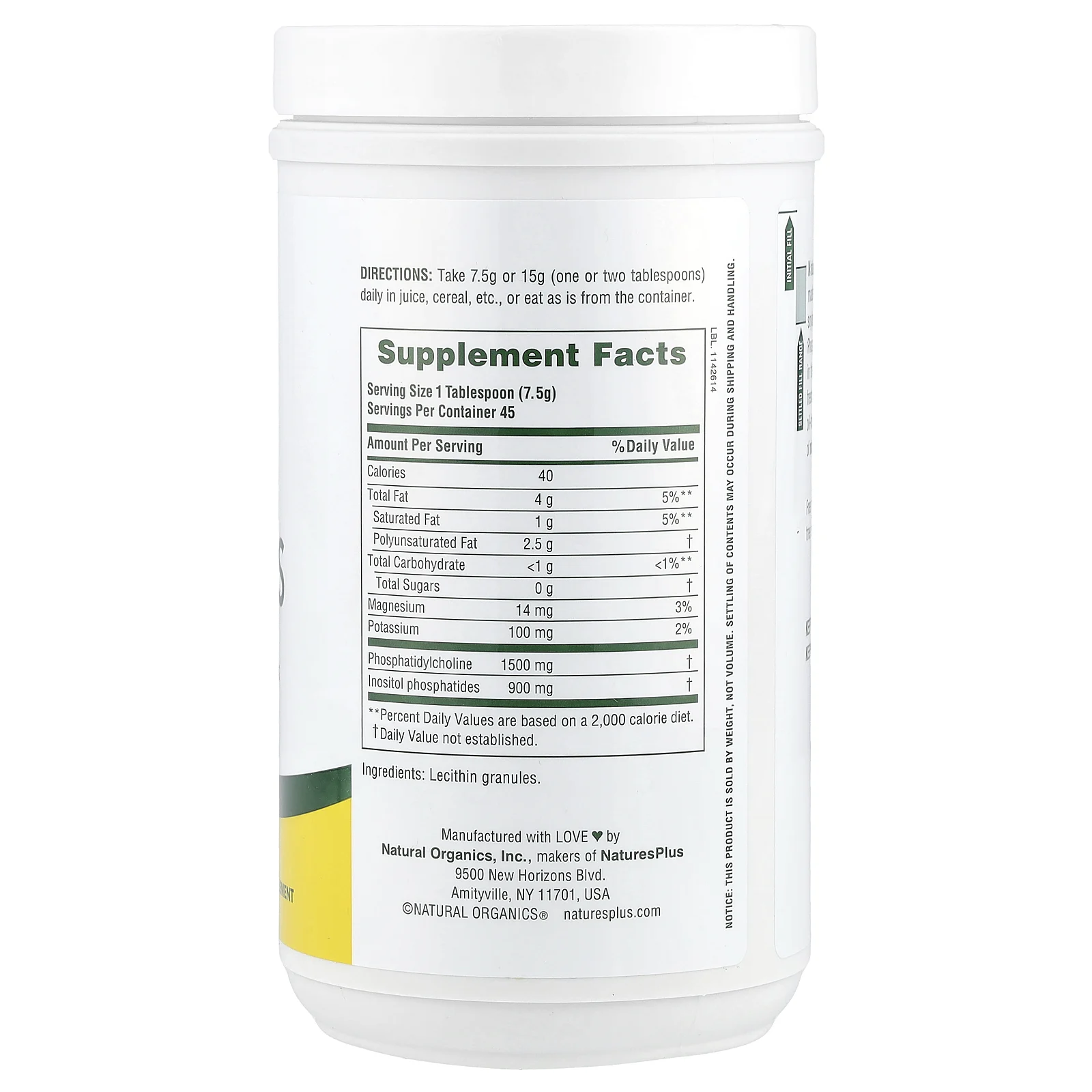 NaturesPlus, лецитин в гранулах, натуральная соя, 340 г (12 унций)