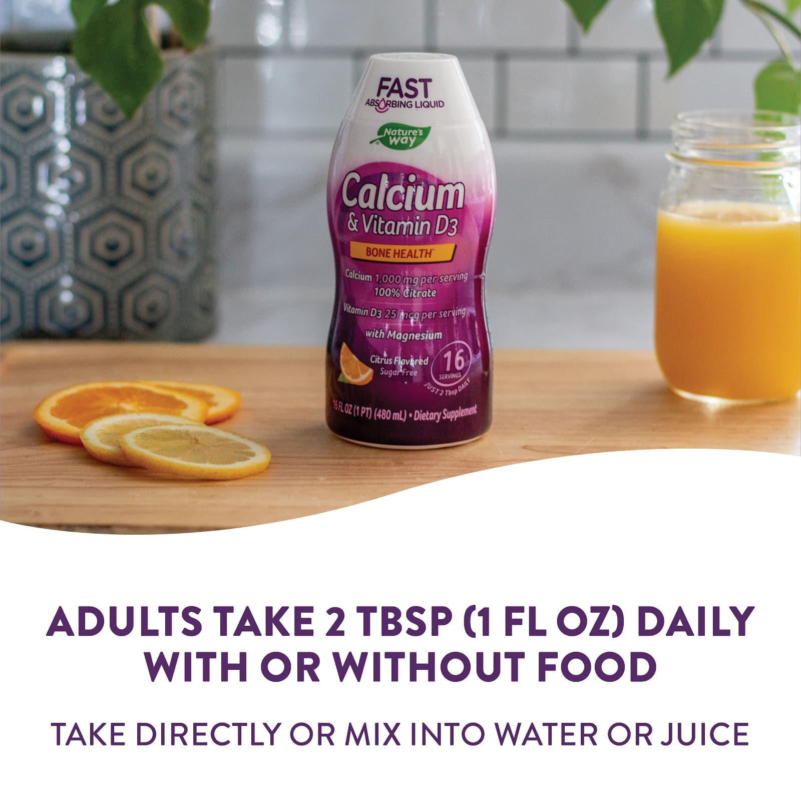 Nature's Way, кальций и витамин D3, цитрус, 480 мл (16 жидк. унций)