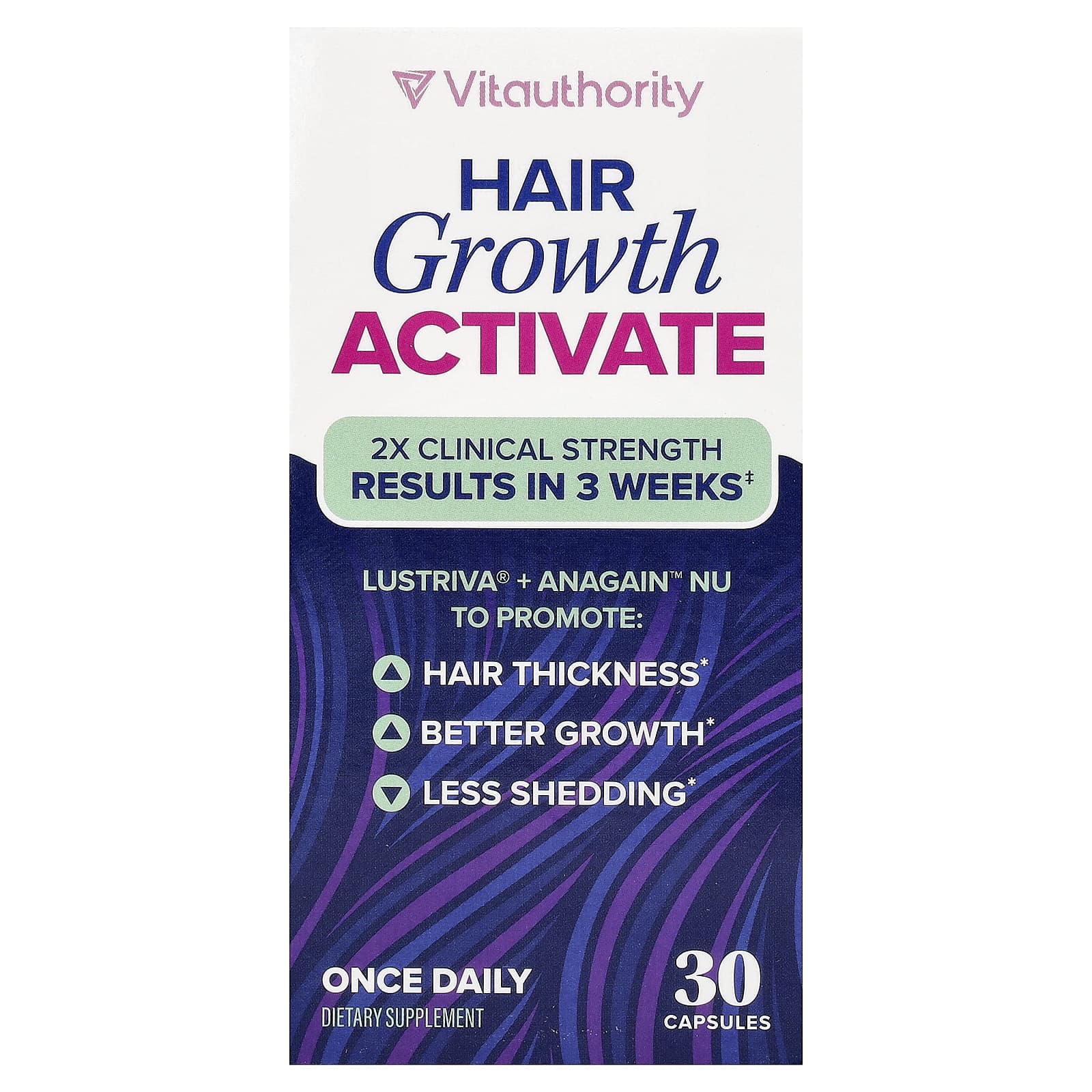 Vitauthority, активатор роста волос, 30 капсул
