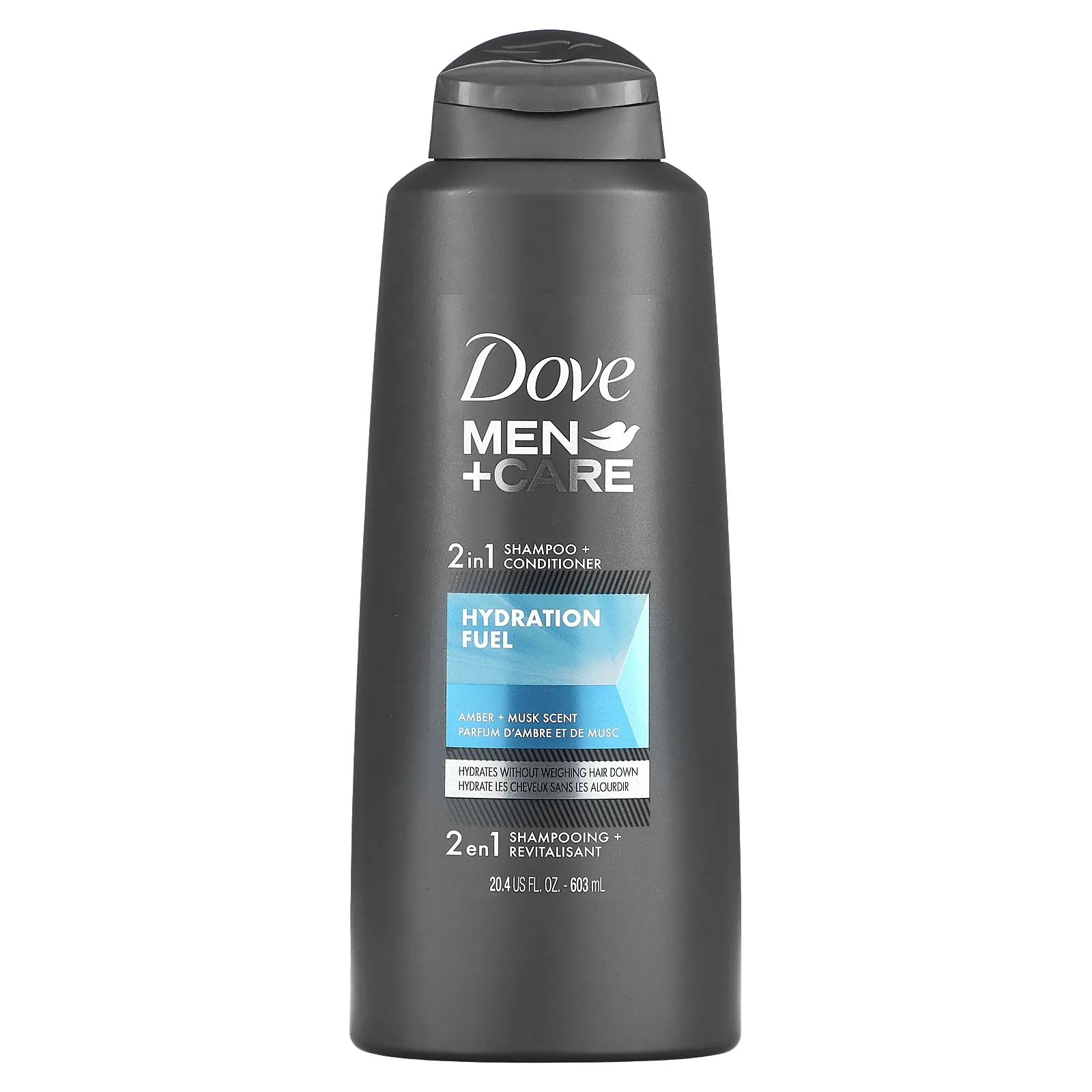 Dove, Men + Care, шампунь и кондиционер 2 в 1, увлажняющее средство, амбра и мускус, 603 мл (20,4 жидк. Унции)