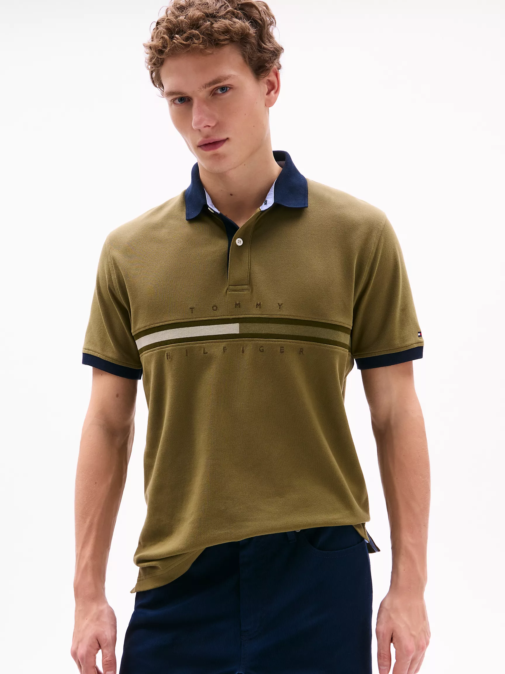 Мужское поло Tommy Hilfiger, Полосатое поло стандартного кроя в тон Tommy