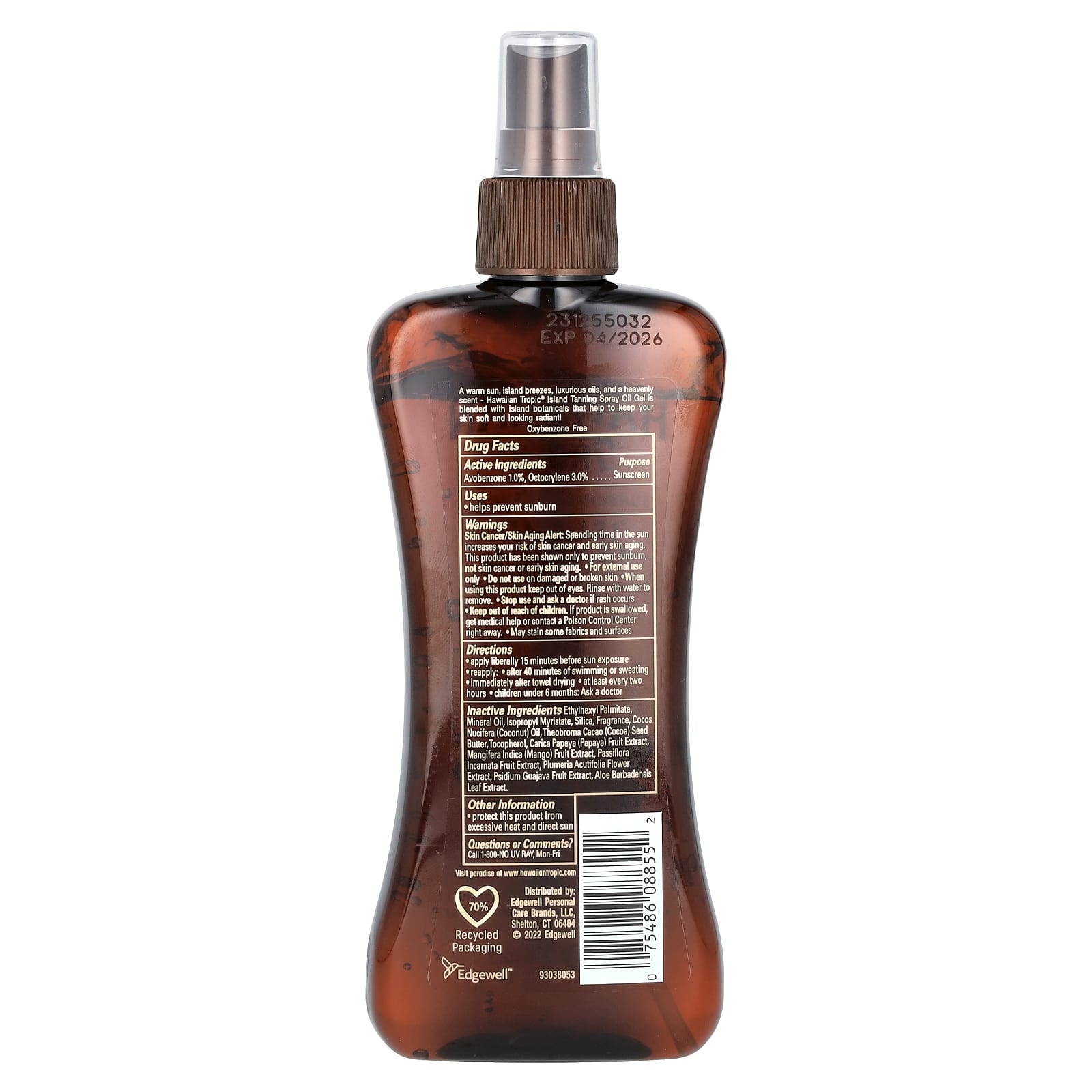 Hawaiian Tropic, Island Tanning, солнцезащитное масло-спрей, SPF 6, 236 мл (8 жидк. унций)