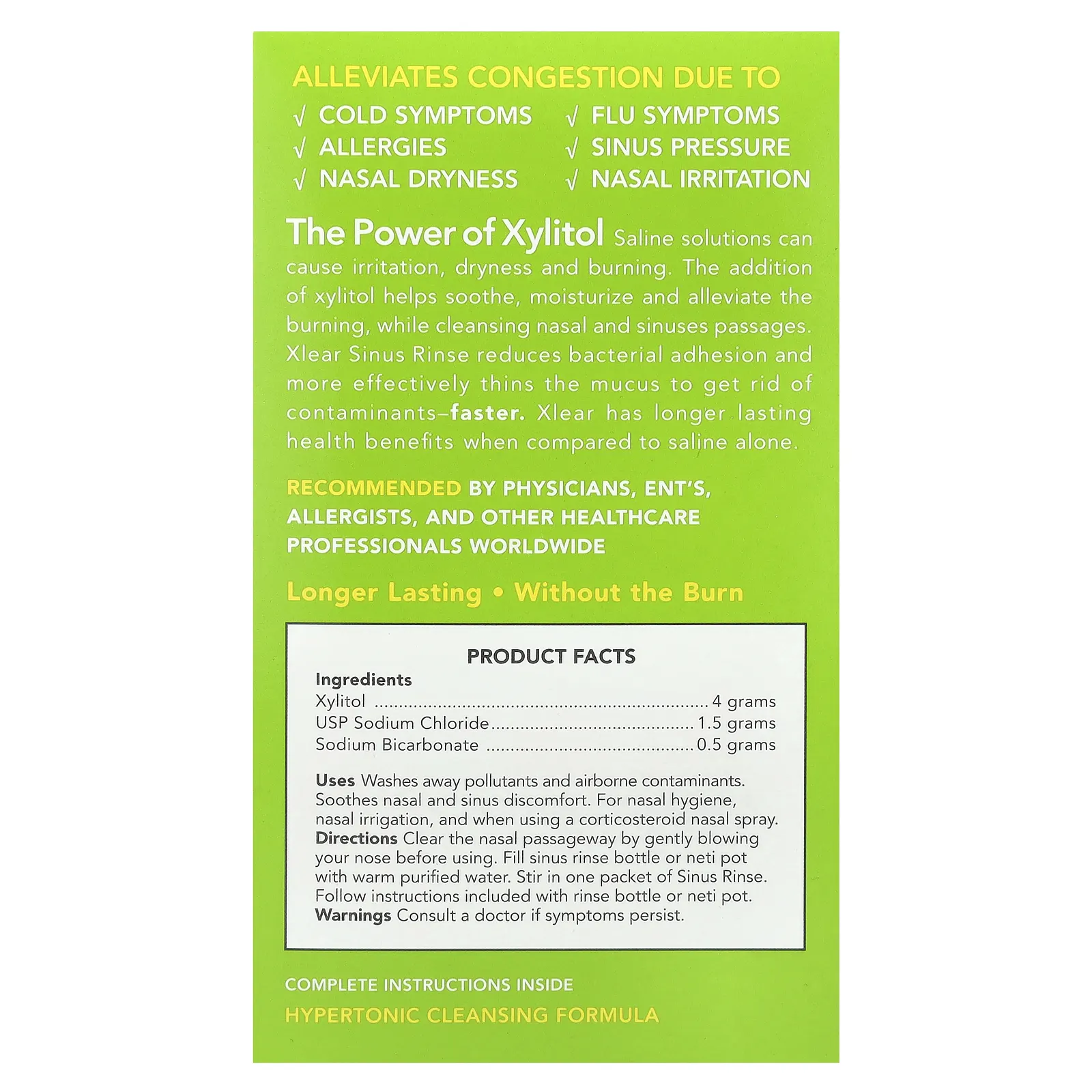 Xlear, Natural Sinus Rinse в пакетиках, быстрое облегчение, 50 шт., По 6 г