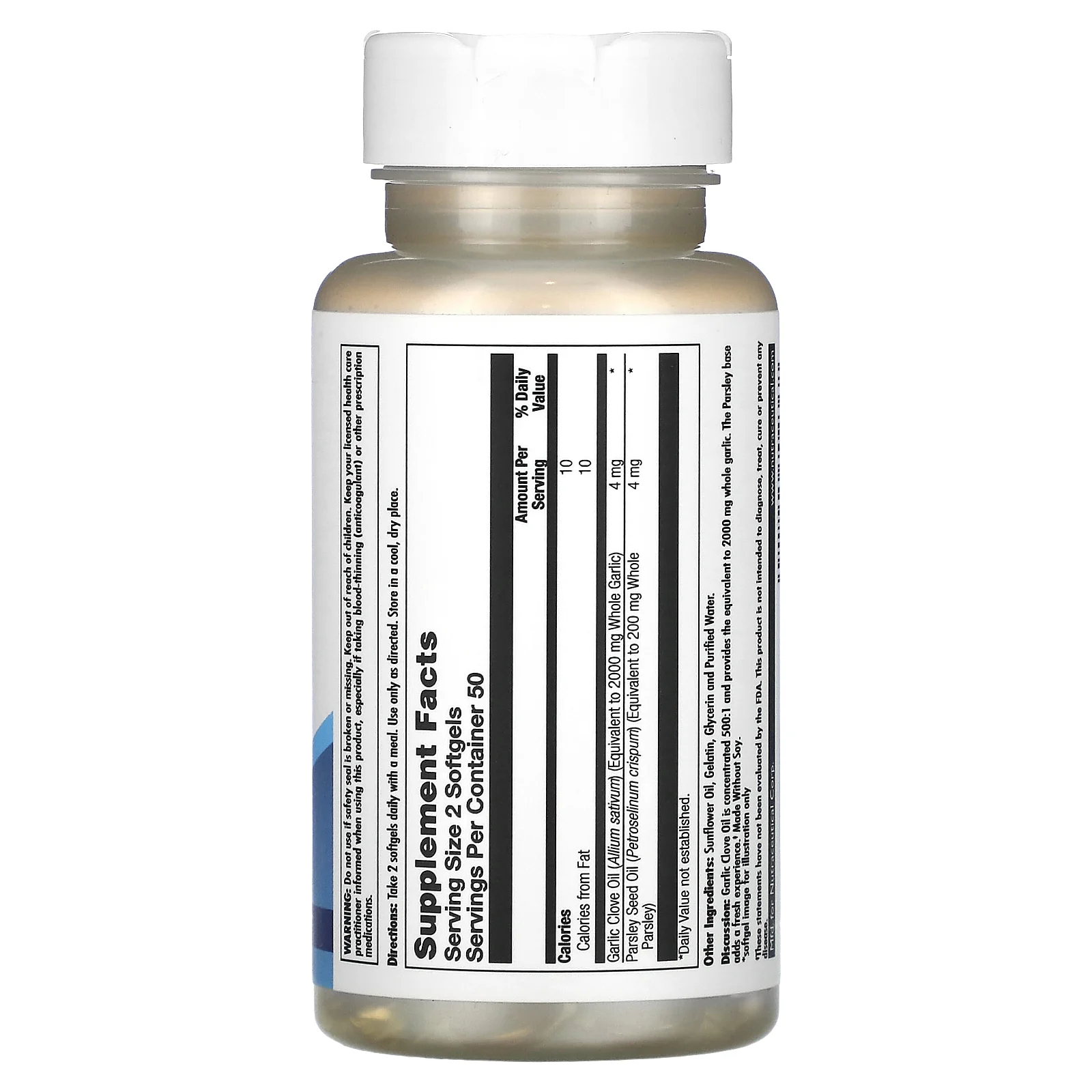 KAL, чесночное масло, 2000 мг, 100 капсул (1000 мг в 1 капсуле)